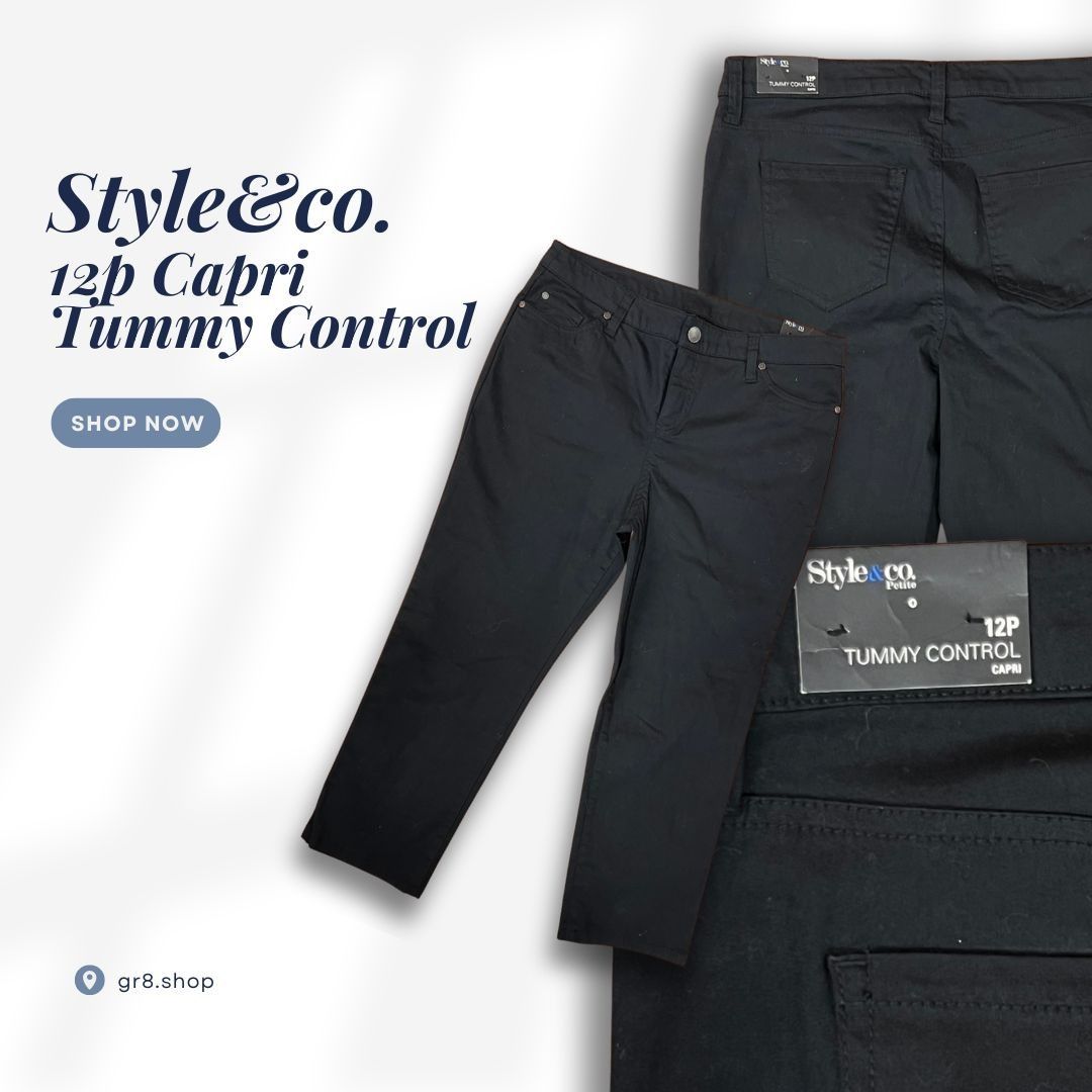 Style & Co NWT Style & Co Women’s Capri Pants Size 12P Black Tummy Cont Size 34" / US 12 / IT 48 - 1 Thumbnail