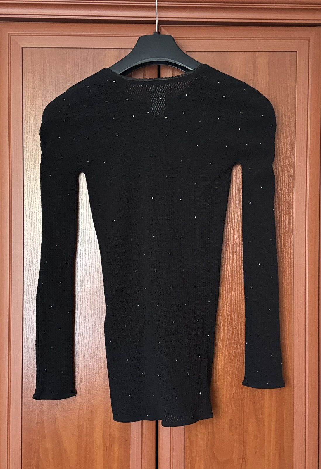 Designer × Wolford Wolford L mini mesh dress black long sleeve rhinestones Size L / US 10 / IT 46 - 16 Thumbnail
