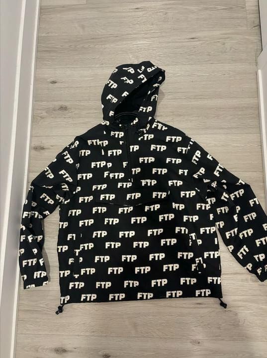 image of Fuck The Population Ftp All Over Anorak in Black, Men's (Size Medium)