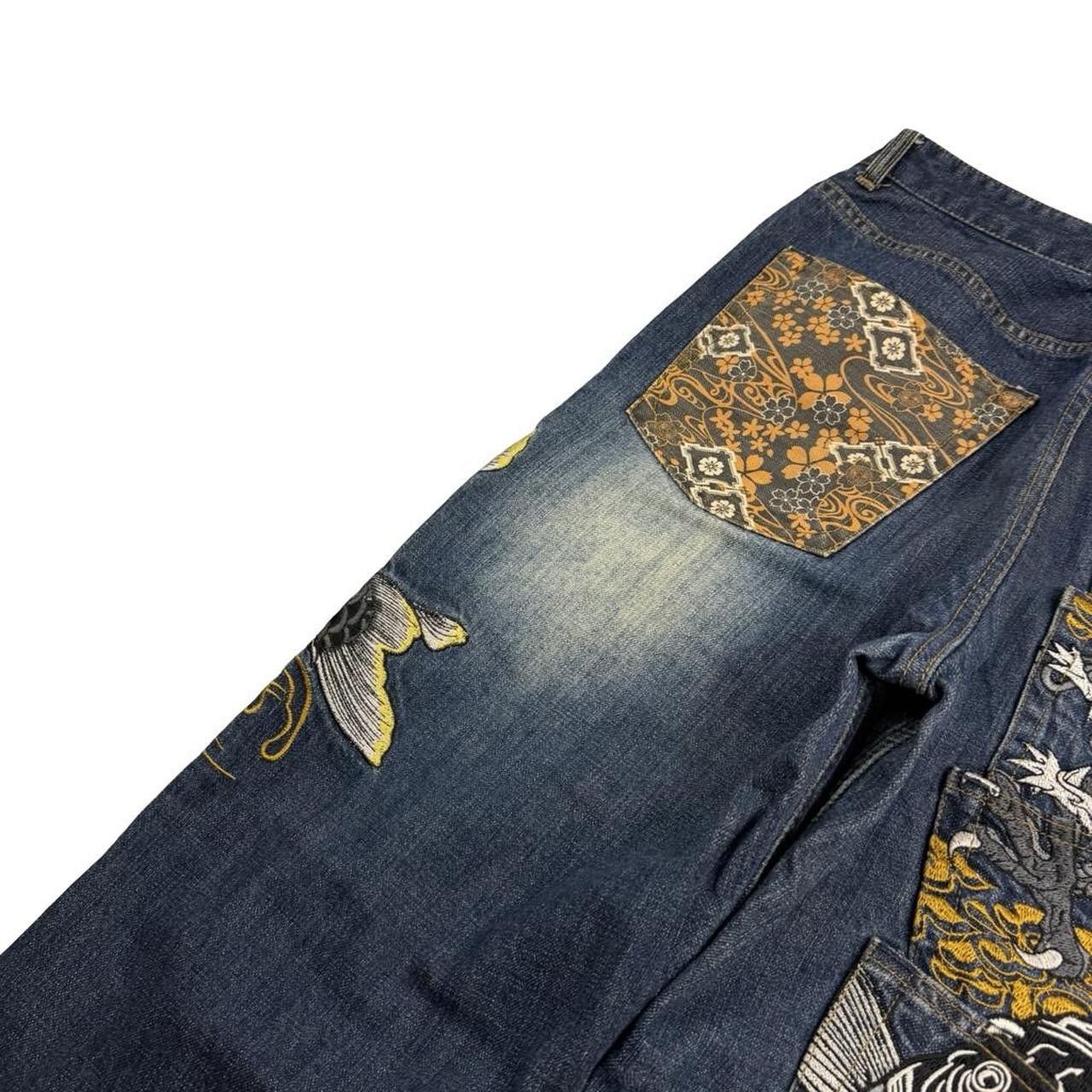 Karakuri Tamashii Karakuri Tamashii Embroidered Koi & Dragon Jeans - Waist 32 Size US 32 / EU 48 - 5 Thumbnail