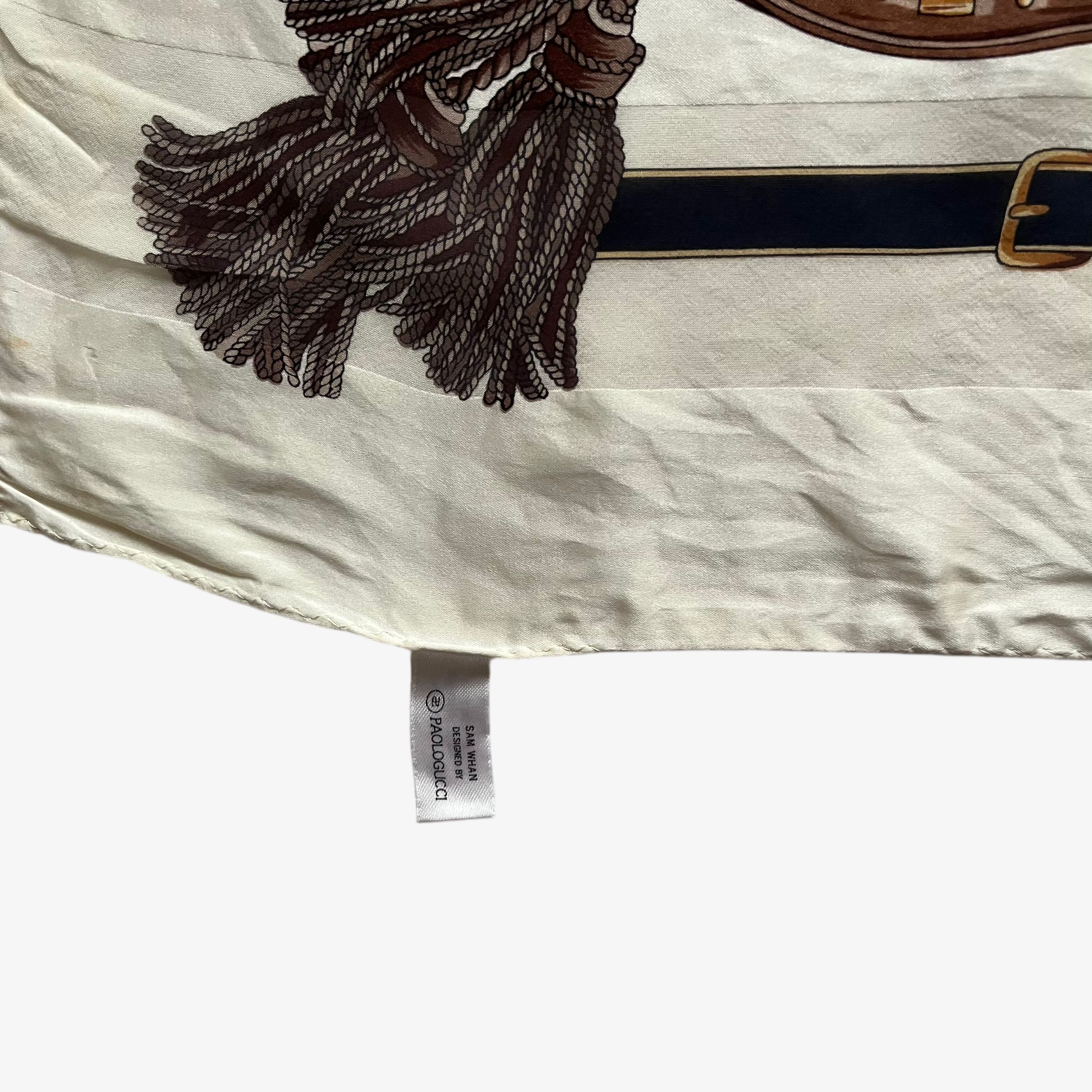 Paolo Gucci Vintage 80s Paolo Gucci Equestrian Horsebit Print Silk Scarf Size ONE SIZE - 3 Thumbnail
