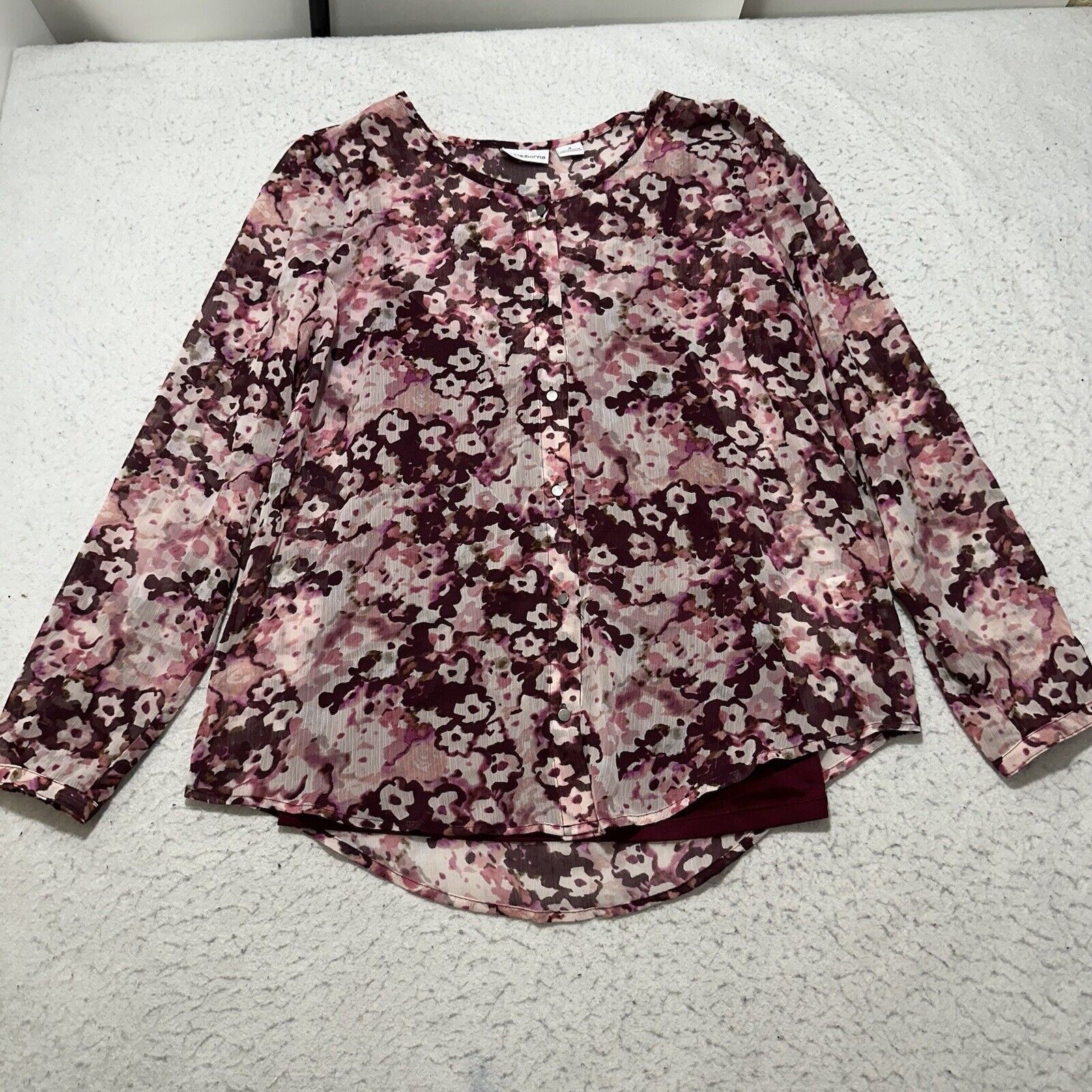 Liz Claiborne Liz Claiborne Medium Floral Button Down + Tank Top Sheer Size M / US 6-8 / IT 42-44 - 1 Thumbnail