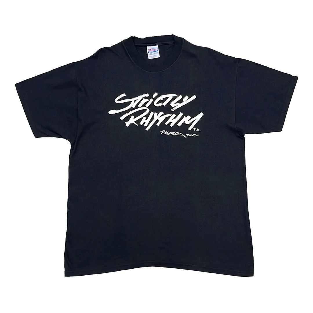 Image of Strictly Rhythm 90's Vintage Logo Records Nyc Hanes Tee in Black, Men's (Size XL)