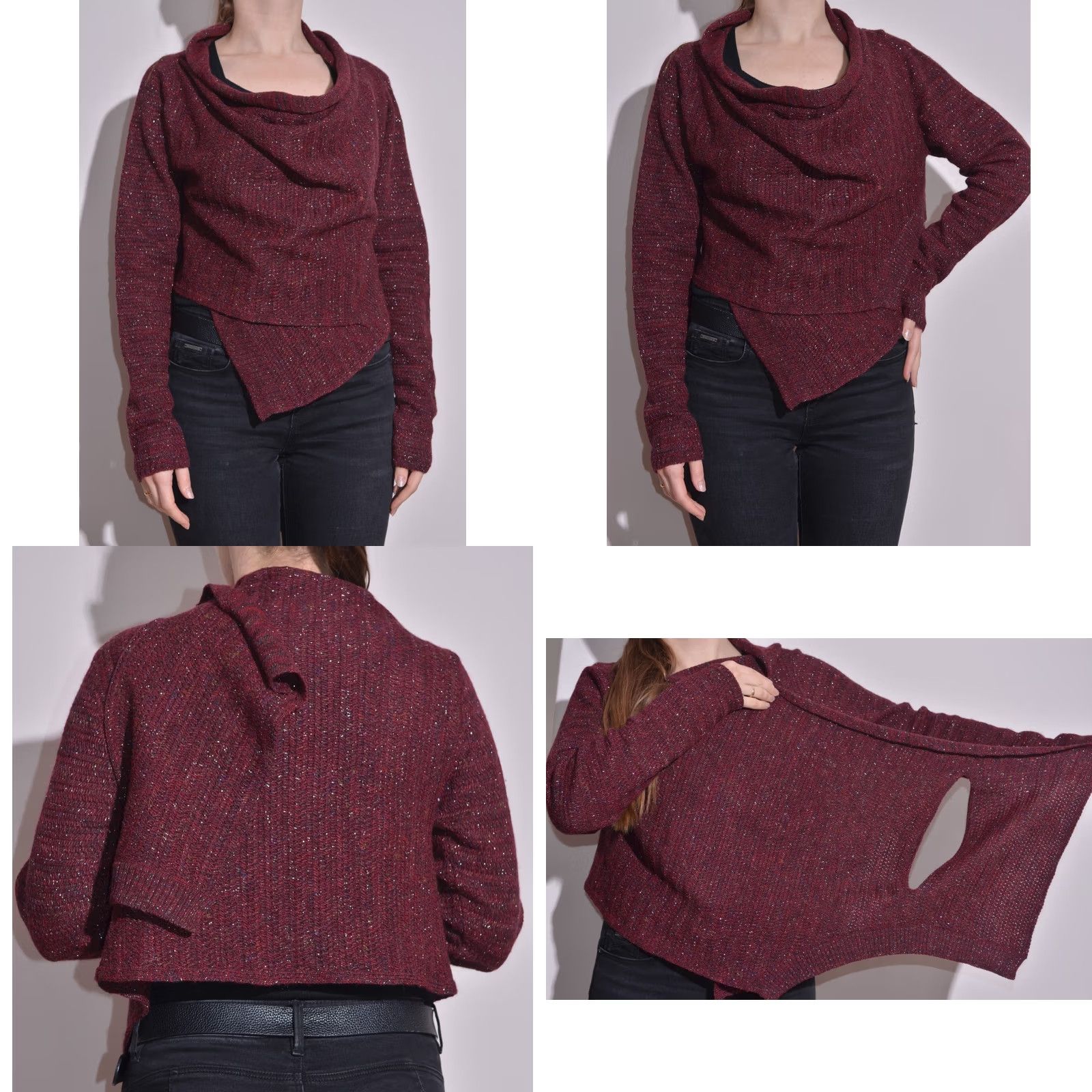 Sarah Pacini VINTAGE Sarah Pacini Wrap Long Sleeve Cardigan Jumper Crop Wool Blend One Size M-L Size ONE SIZE - 8 Thumbnail
