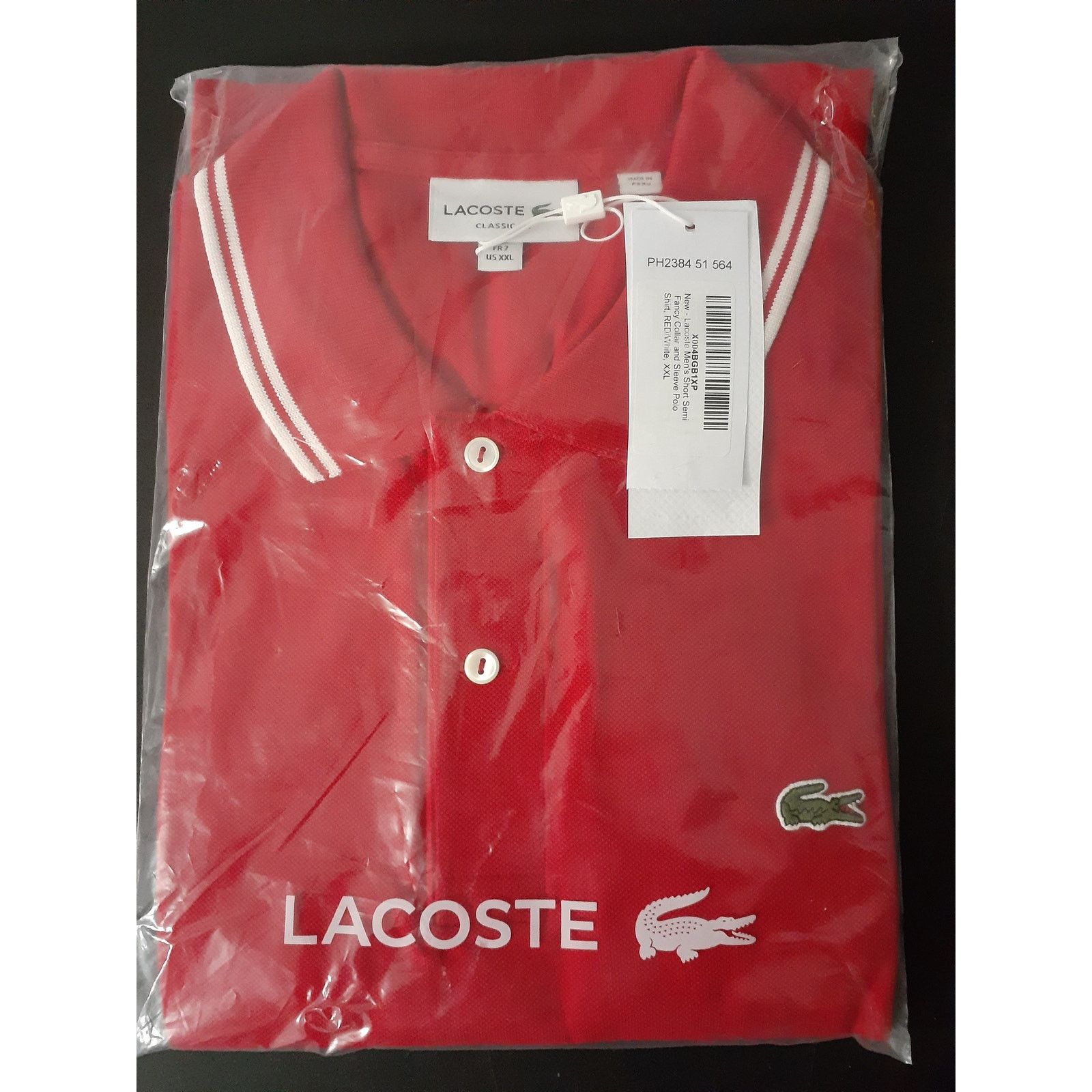 Lacoste Lacoste Men's Short Semi Fancy Collar and Sleeve Polo 2XL Size US XXL / EU 58 / 5 - 2 Thumbnail