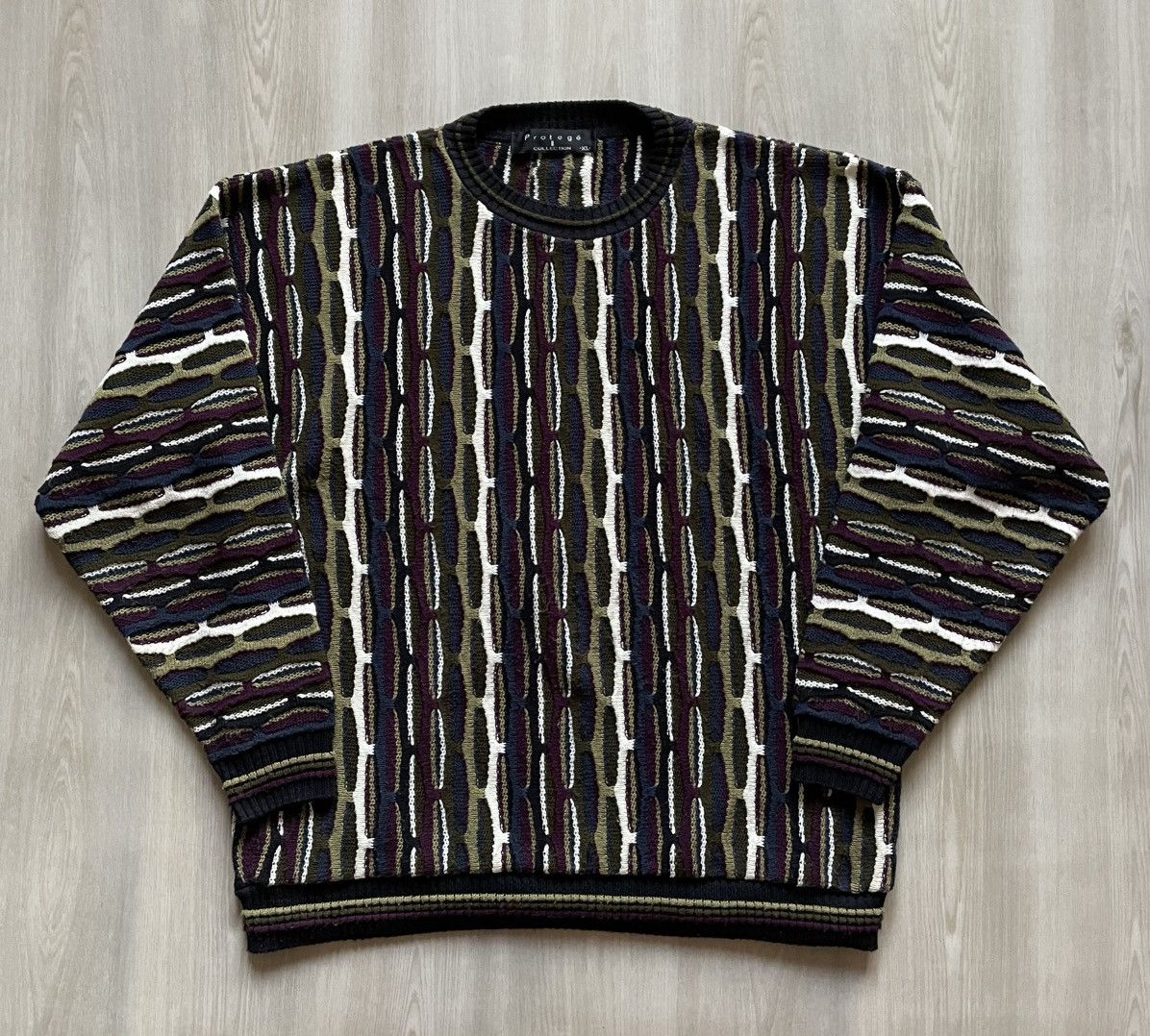 Vintage VTG Protege Coogi Style Textured Knit Sweater Crewneck XL Size US XL / EU 56 / 4 - 1 Thumbnail