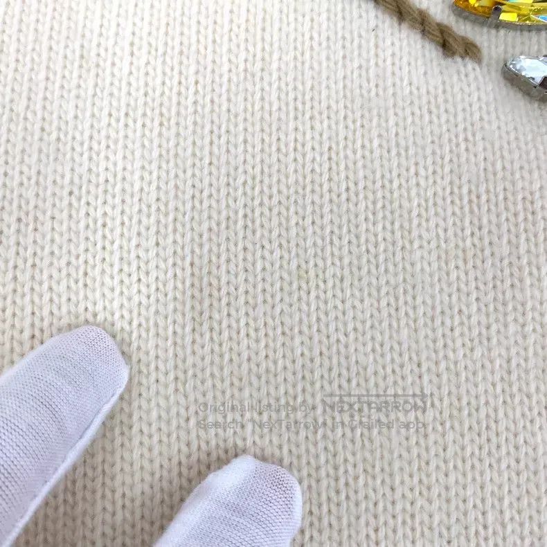 Loewe Loewe Beige Logo Letter Embroidered Diamond-studded Wool C Size L / US 10 / IT 46 - 8 Thumbnail