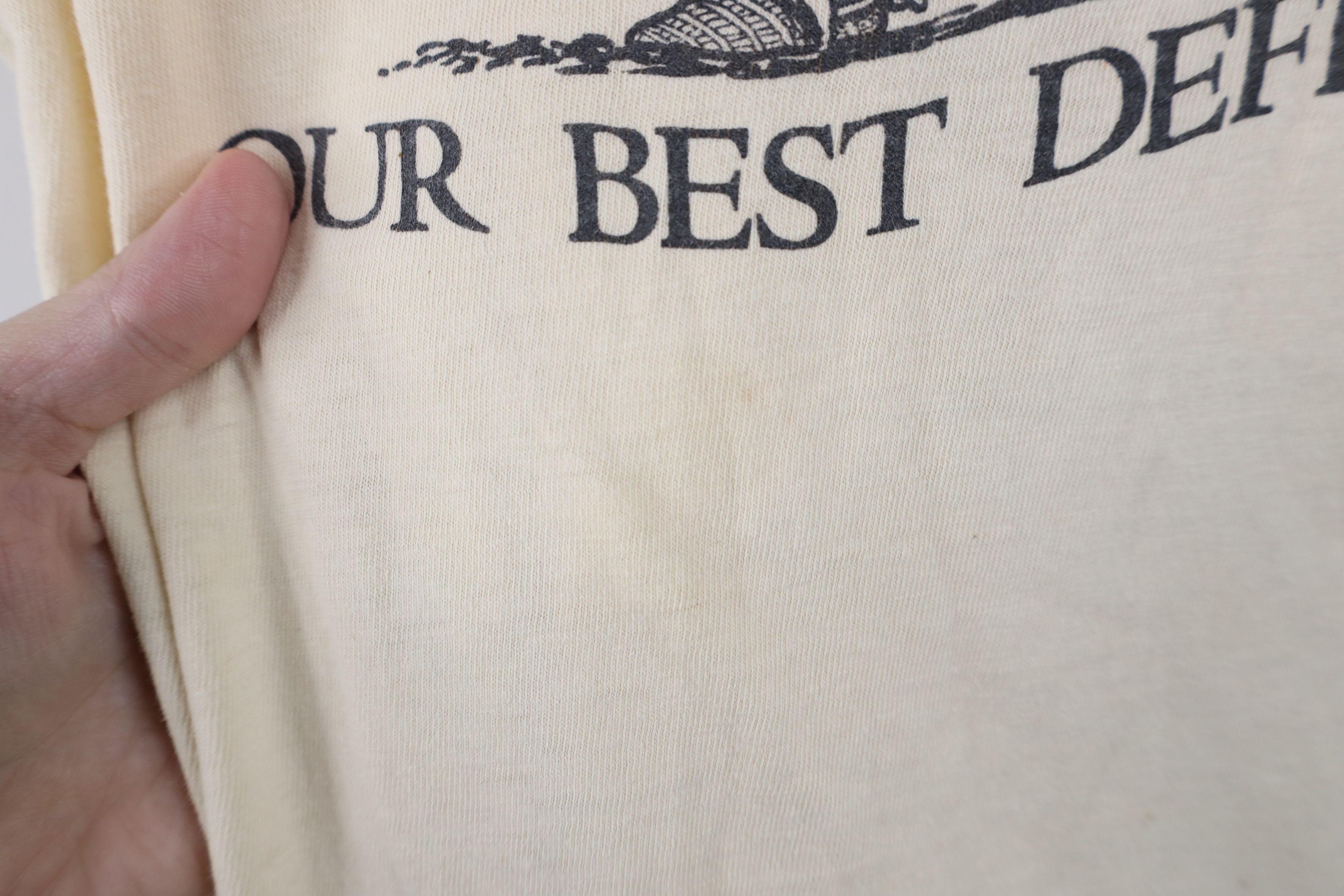 Vintage Vintage 80s Education Our Best Defense T-Shirt Beige USA Size US M / EU 48-50 / 2 - 8 Thumbnail