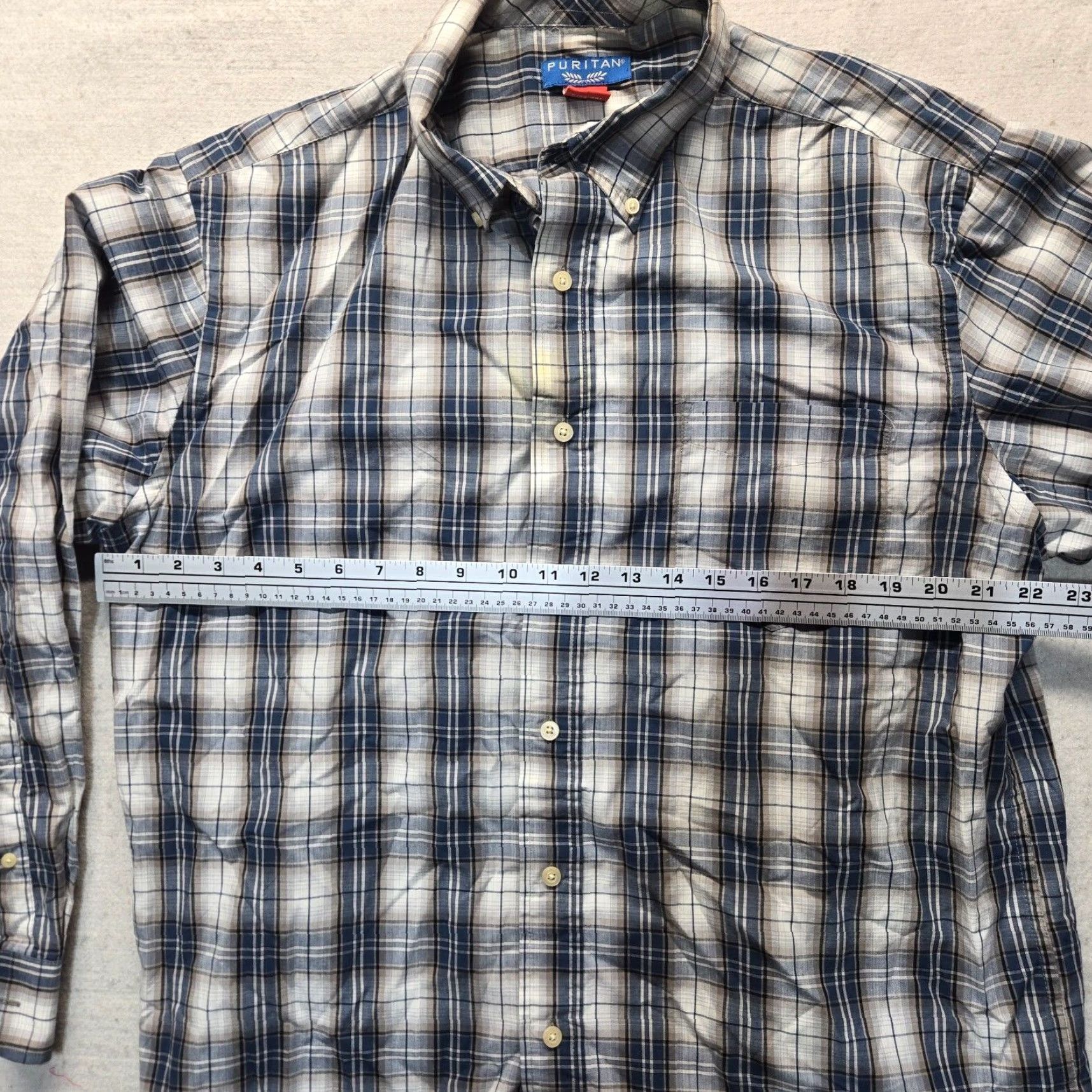 Vintage VINTAGE Puritan Blue Plaid Button-Up Long Sleeve Shirt Adult Men's Large Size US L / EU 52-54 / 3 - 4 Thumbnail