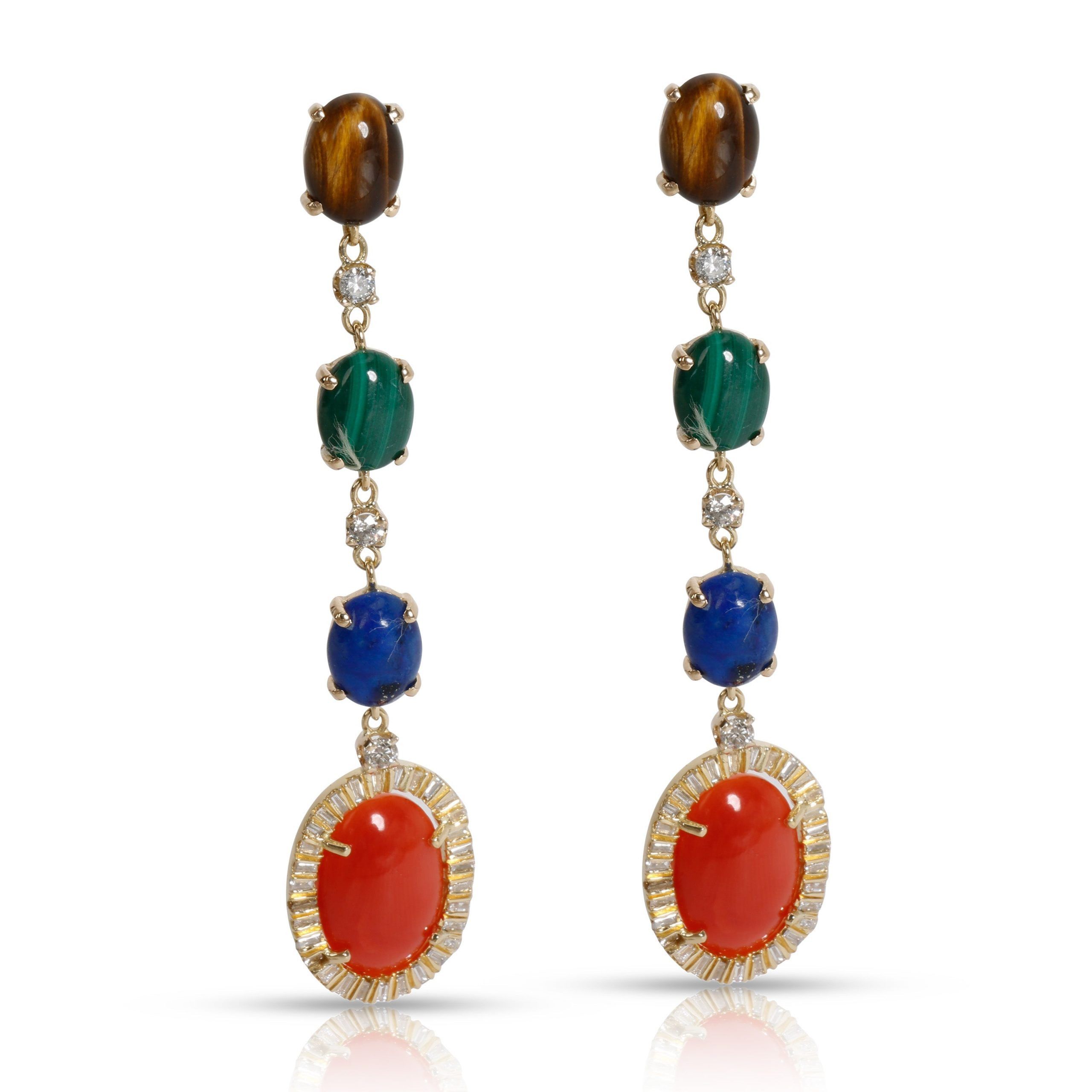 image of Jenna Blake Multi-Stone Dangle Earrings In 18K Yellow Gold 0.84 Ctw, Women's