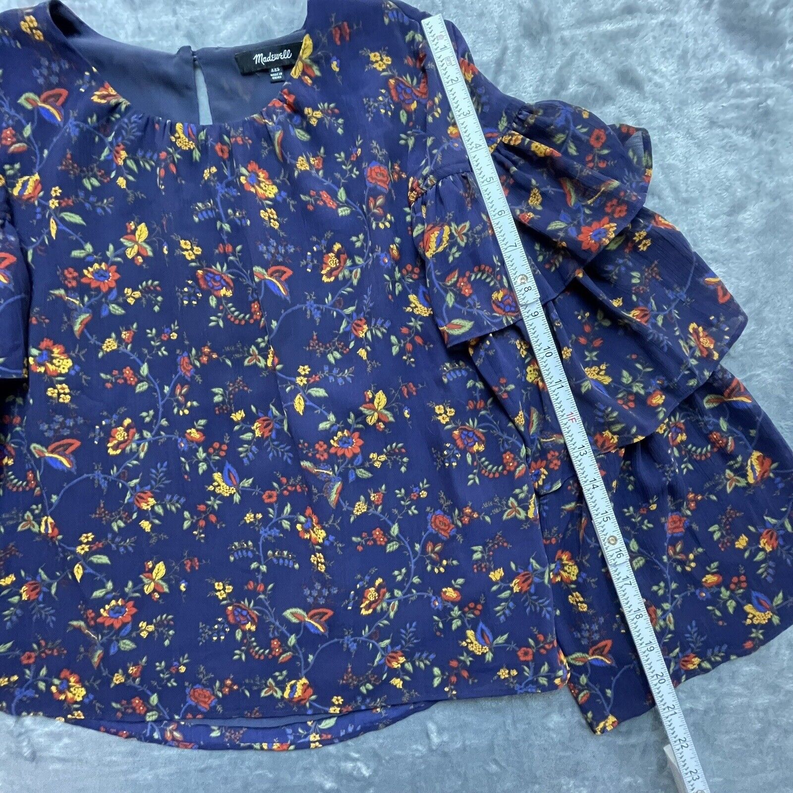 Madewell Madewell Shirt Womens XXS Blue Ruffles Boho Hippie Cottage Size XXS / US 00 / IT 34 - 6 Thumbnail