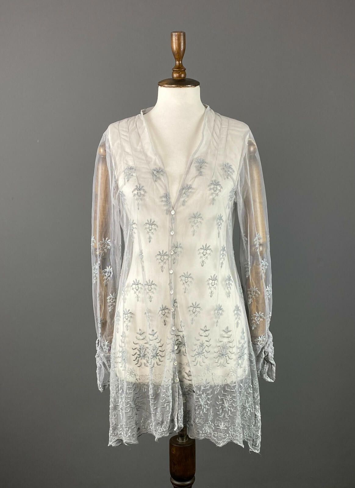 Designer Simclan Floral Button Down Mesh A-Line Tunic Dress Size 42 Size M / US 6-8 / IT 42-44 - 1 Thumbnail