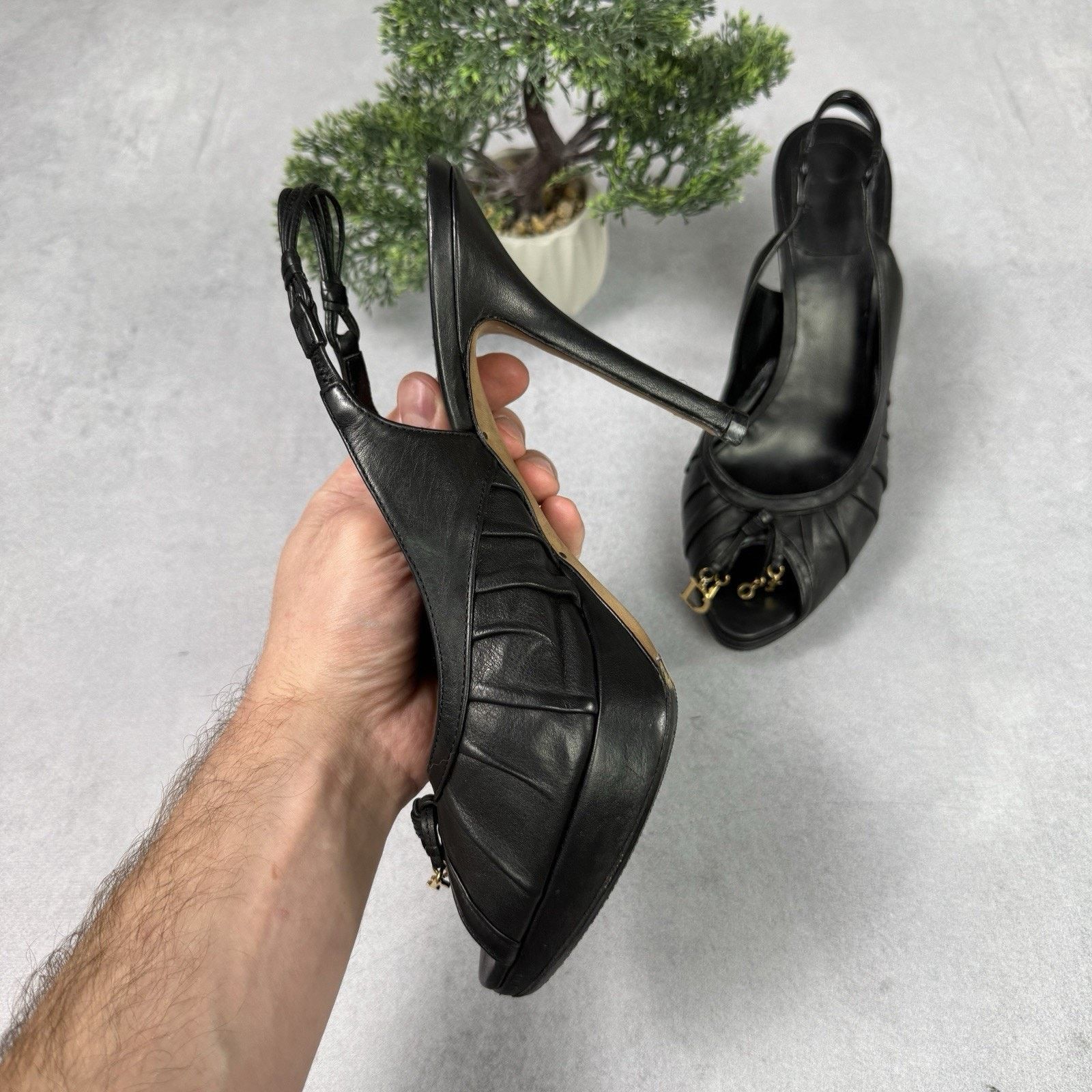 Dior Vintage Christian Dior Heels Black Size 40 Us 10 Metallic Size US 10 / IT 40 - 10 Thumbnail