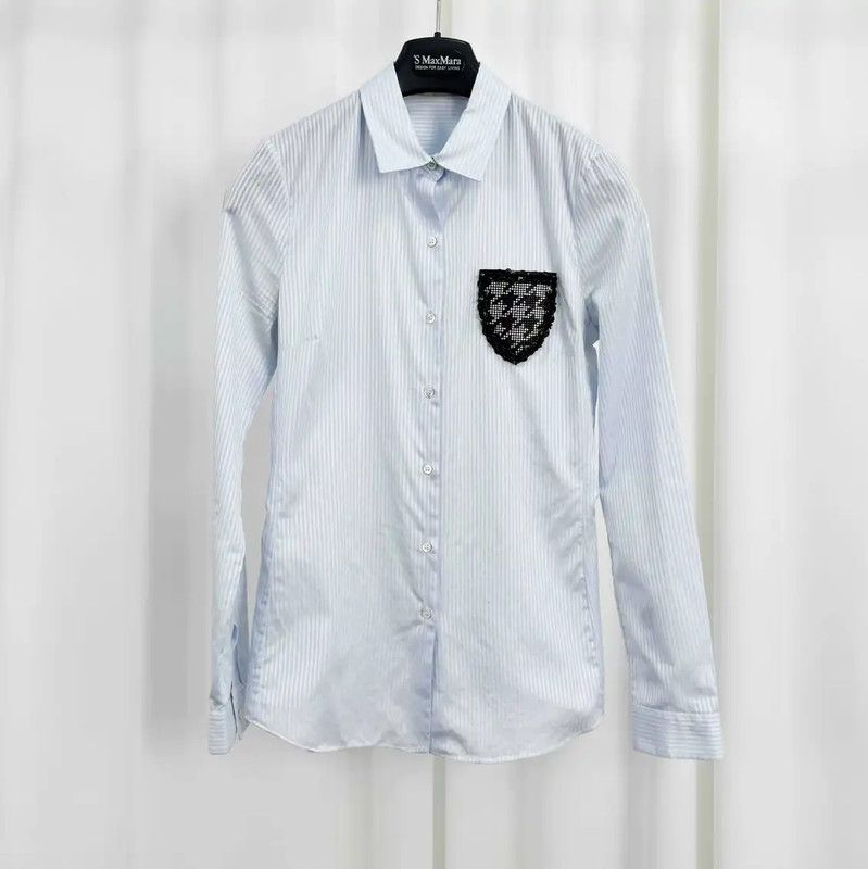 Dior Dior Light Blue Striped Long Sleeve Shirt 0089 Size S / US 4 / IT 40 - 1 Thumbnail