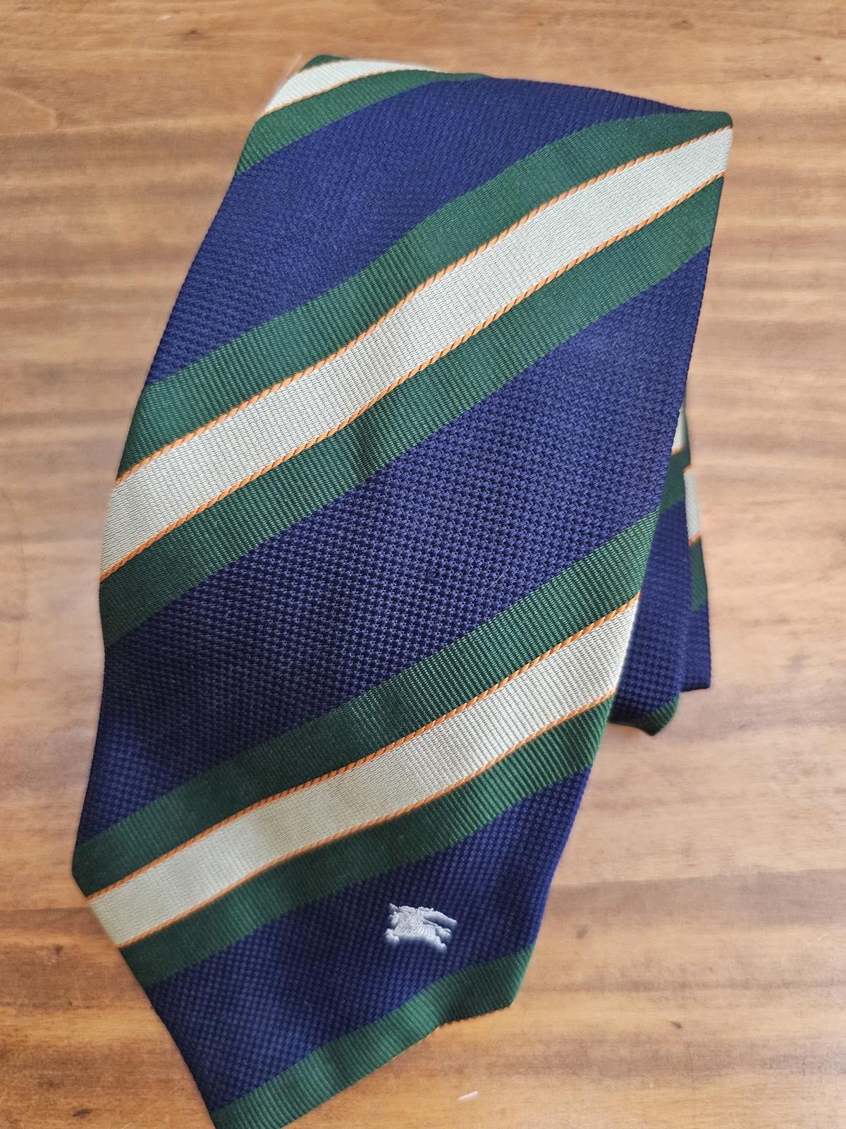 Burberry Burberry Tie Blue Mens 58" x 4" Silk Logo Size ONE SIZE - 2 Thumbnail