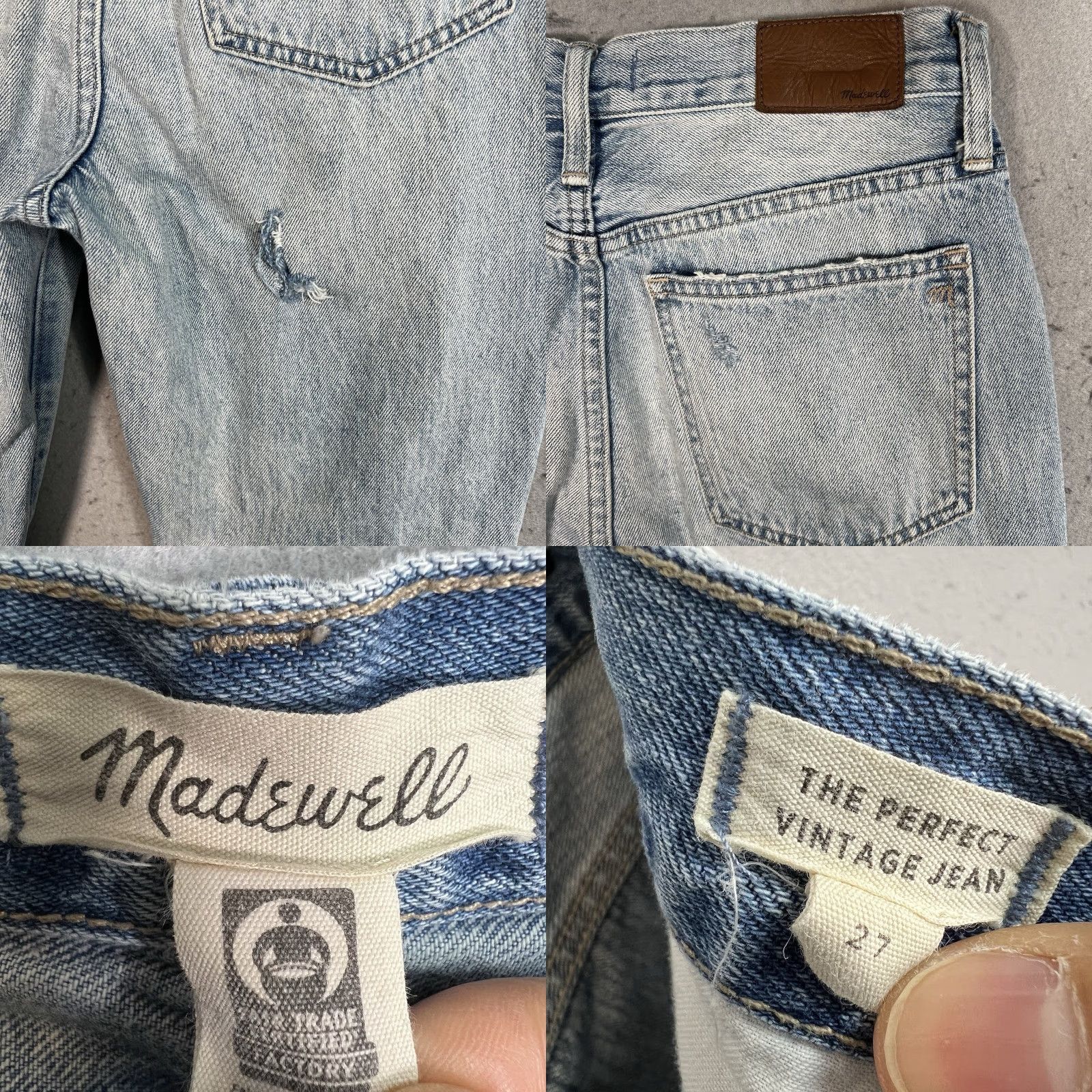 Madewell VINTAGE Maxwell The Perfect Vintage Jeans Womens 27 Blue Light Wash Denim Tapered Leg Size 27" / US 4 / IT 40 - 8 Thumbnail