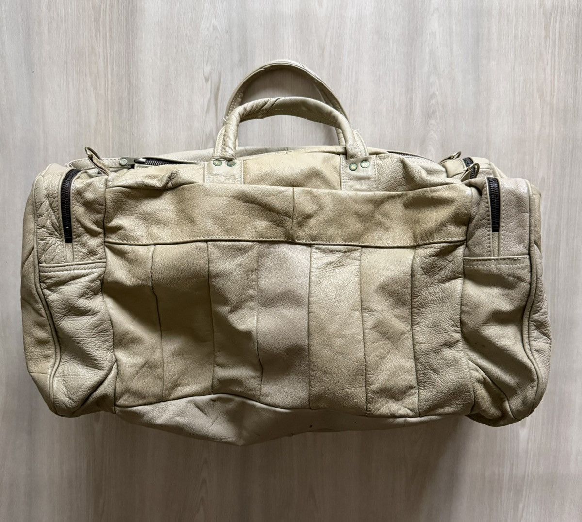 Vintage Vtg 70s 80s Geuine Leather Patchwork Duffle Bag Gym Travel Size ONE SIZE - 1 Thumbnail