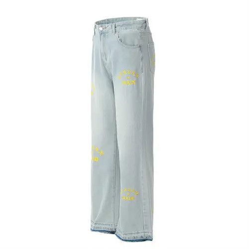 Japanese Brand × Jean Light washed hip-hop embroidered letter flared jeans y2k Size US 32 / EU 48 - 2 Thumbnail