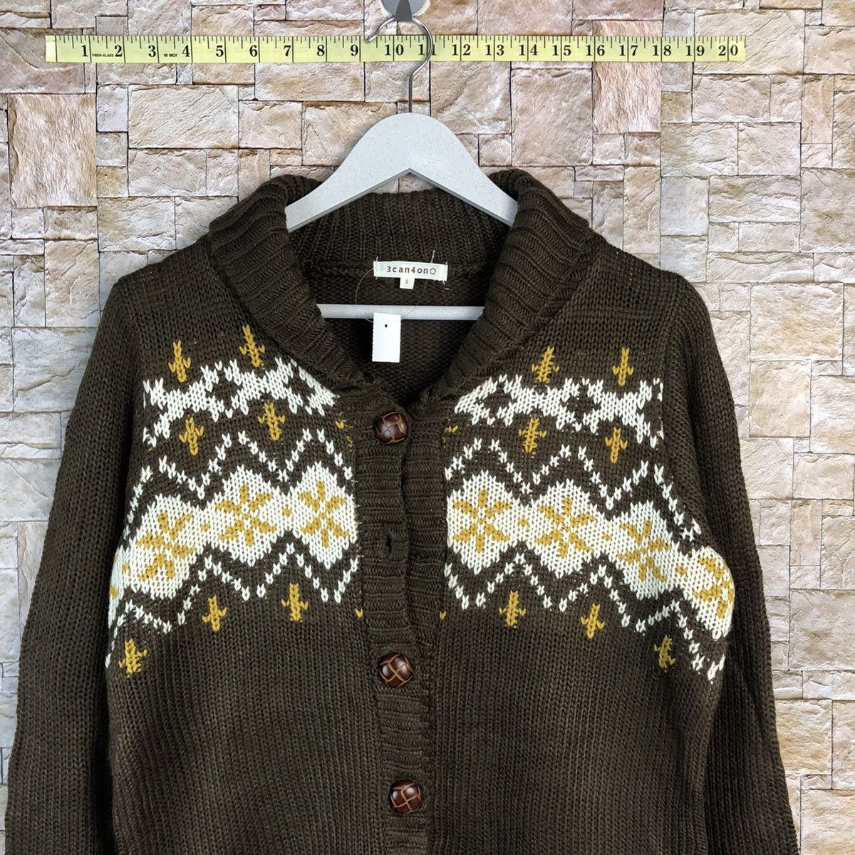 Japanese Brand 3 Can 4 on Brown Cardigan Knitwear #A863 Size US M / EU 48-50 / 2 - 5 Thumbnail