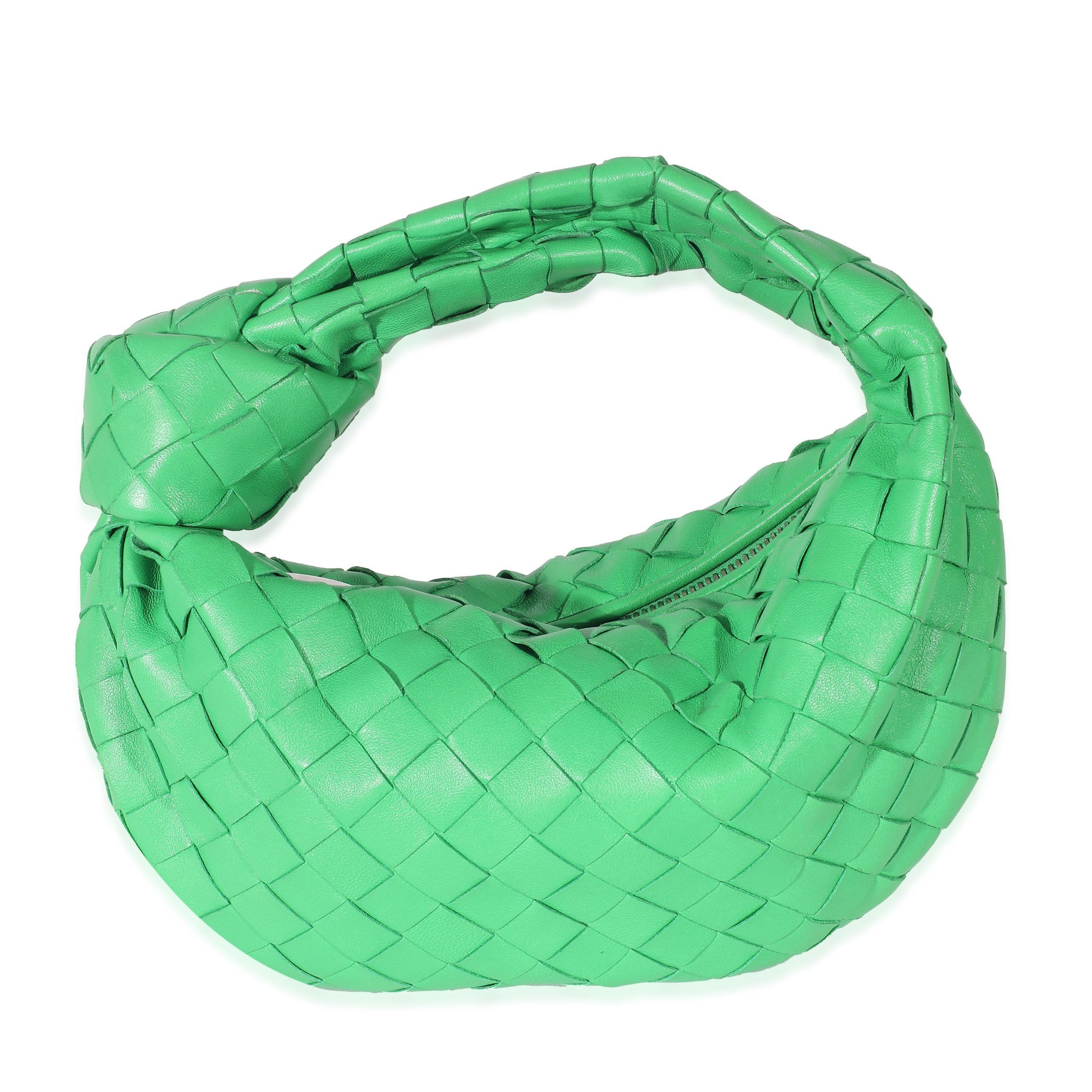 image of Bottega Veneta Parakeet Intrecciato Leather Mini Jodie in Green, Women's