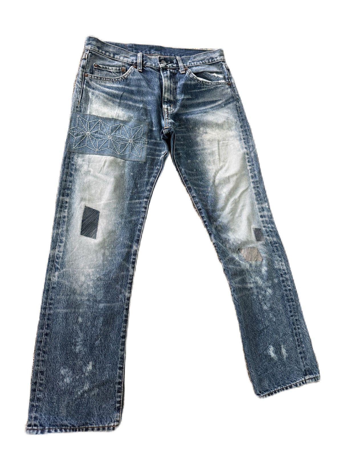 If Six Was Nine Japan Brand RNA Denim Distress Custom Patch Sashiko Style Size US 31 - 5 Thumbnail