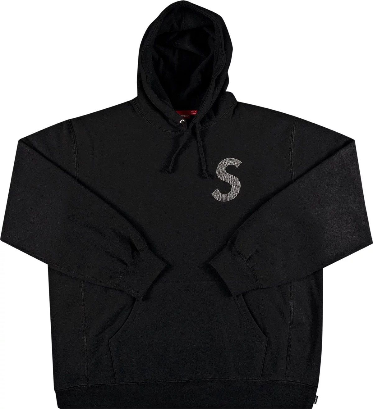 Image of Supreme X Swarovski S Logo Hooded Sweatshirt Black, Men's (Size XL)