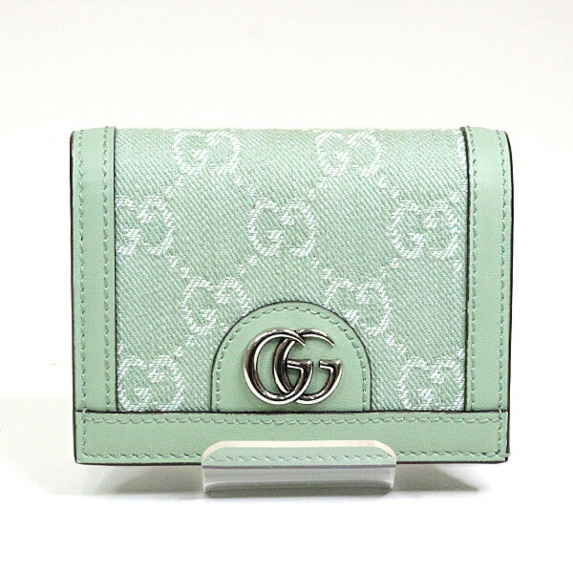 Gucci GUCCI Ophidia GG Card Case Wallet 523155 Pale Green Bi-fold Size ONE SIZE - 1 Thumbnail