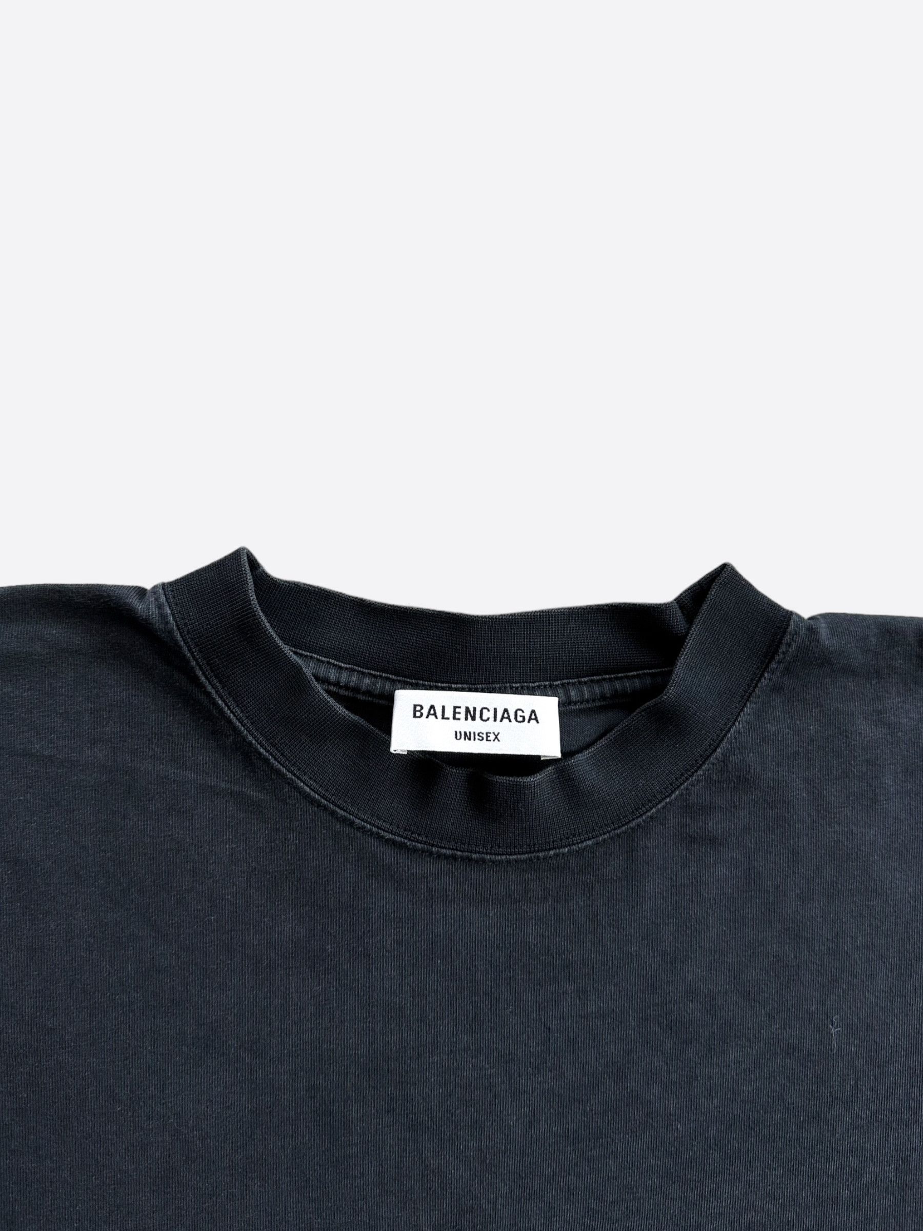 Balenciaga Balenciaga Washed Black & White BB Embroidered Logo T-Shirt Size US L / EU 52-54 / 3 - 3 Thumbnail