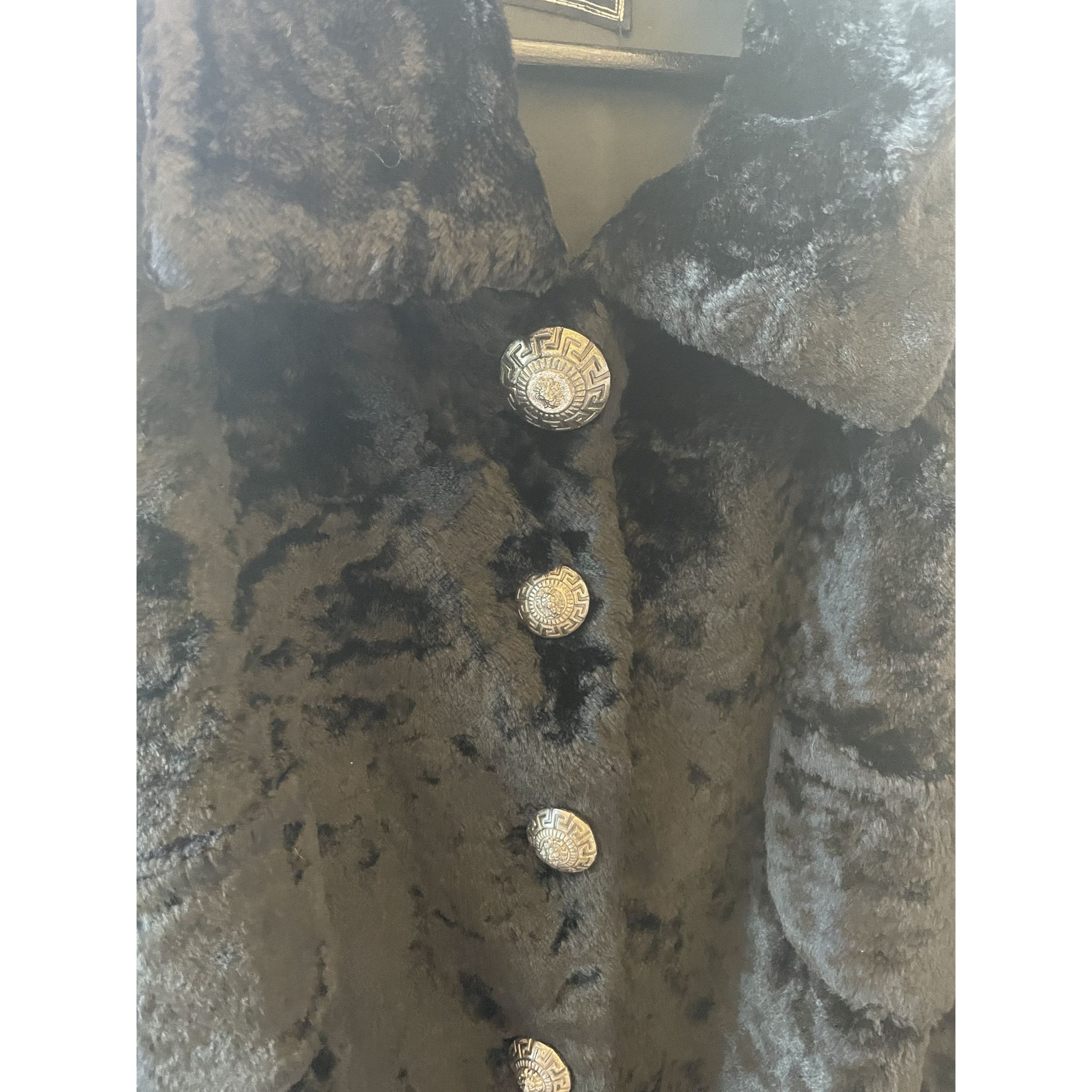 Versus Versus Black Faux Fur Coat With Silver Accents - Womens M Size S / US 4 / IT 40 - 5 Thumbnail
