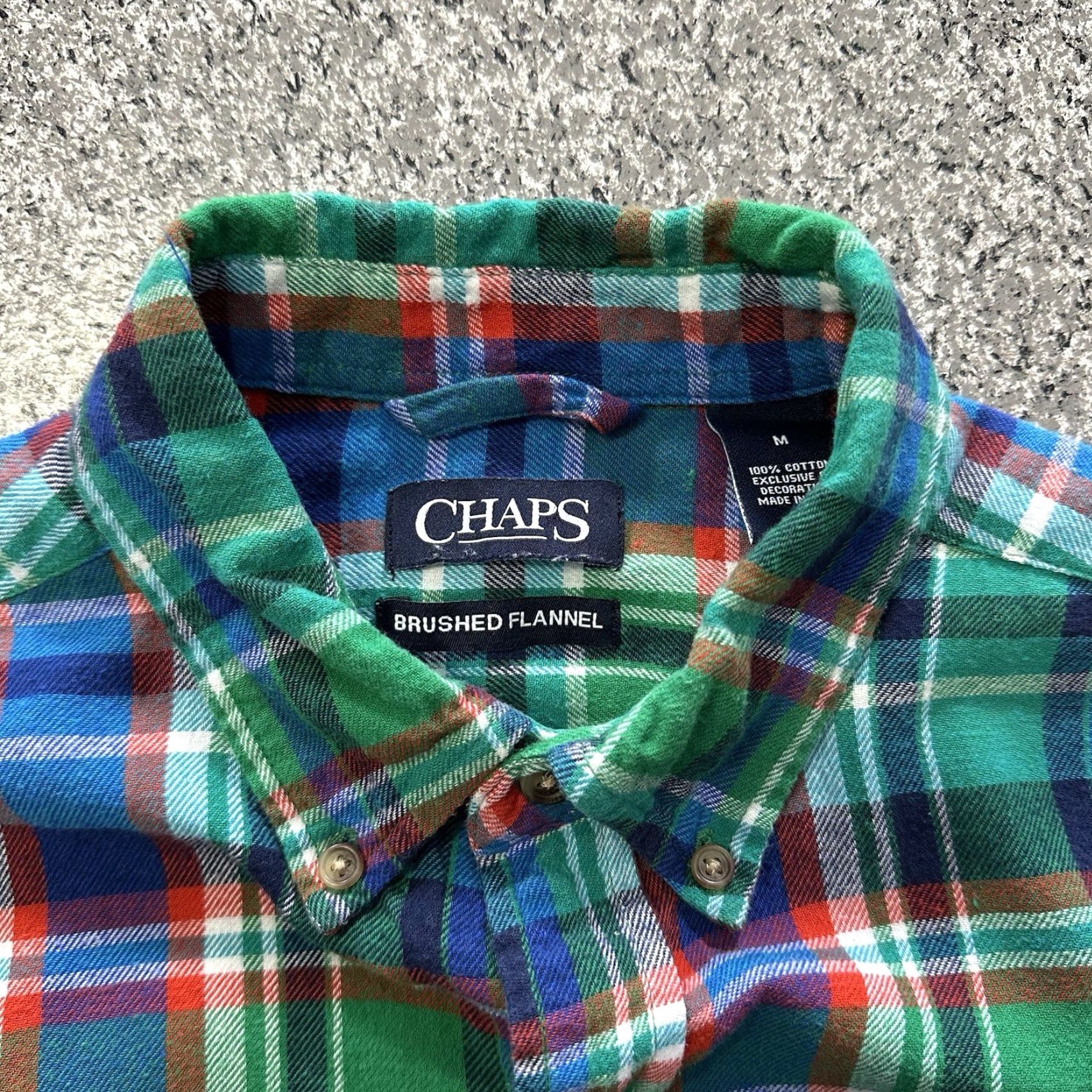 Chaps Chaps Shirt Mens M Long Sleeve Plaid Green Cotton Brushed Flannel Button-Up Size US M / EU 48-50 / 2 - 3 Thumbnail