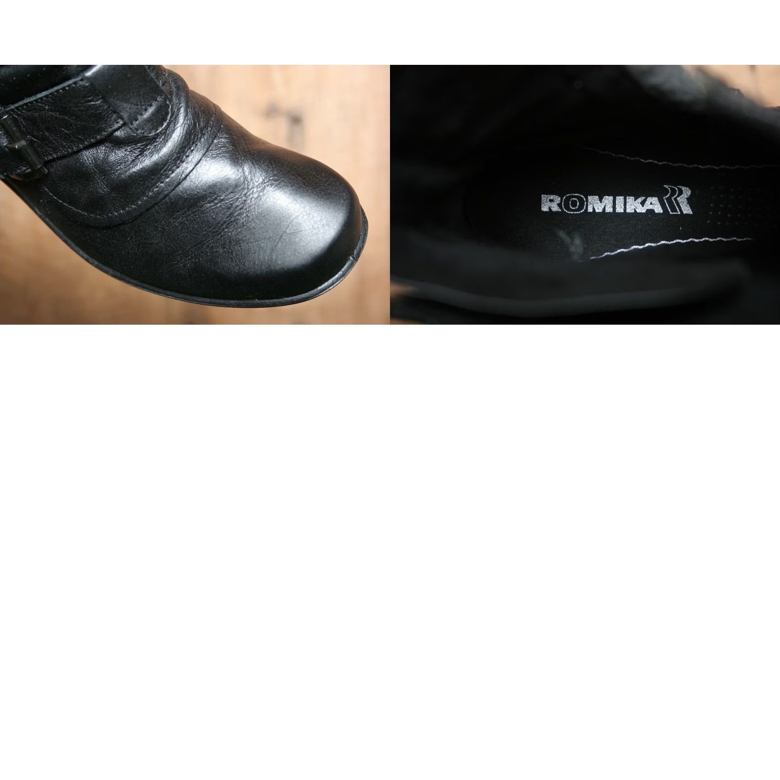 Vintage ROMIKA Citylight Black Leather Dual Strap Side Zip Ankle Boots Women 6.5 EUR 37 UK 37? Size US 7 / IT 37 - 8 Thumbnail