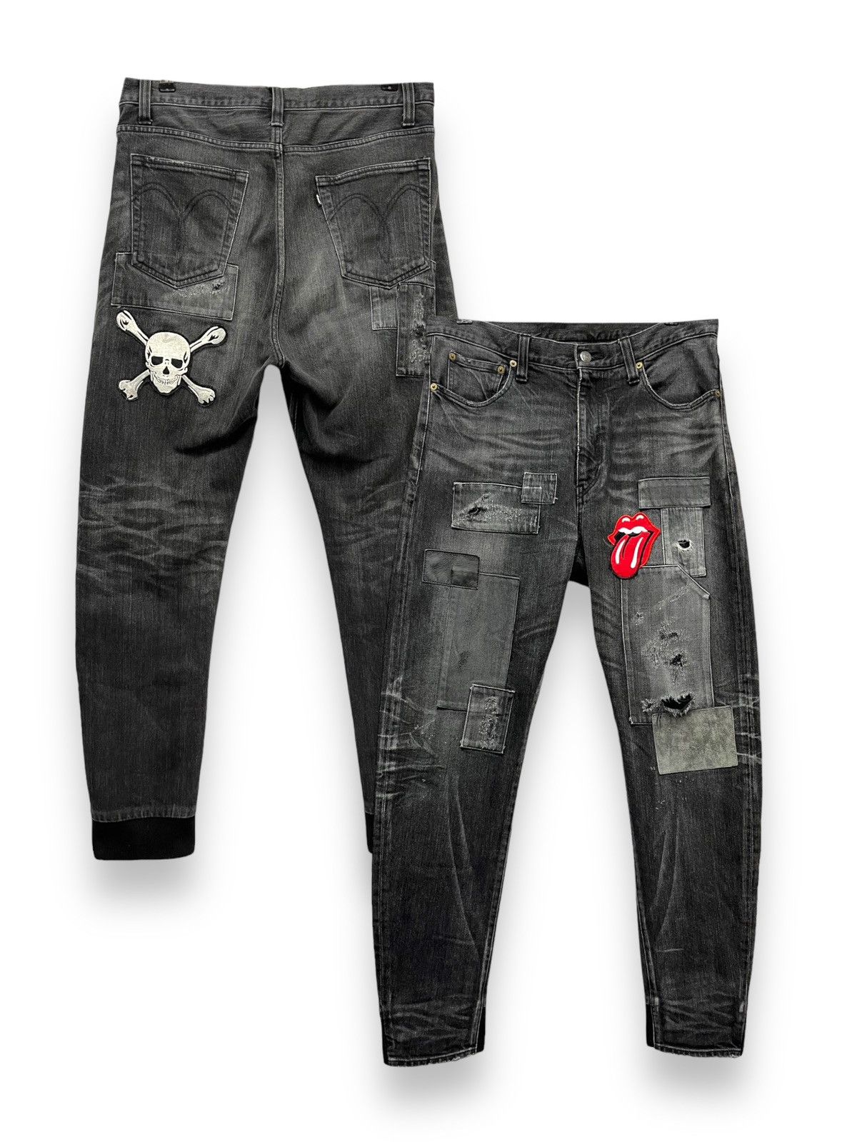 Japanese Brand VTG GLAMB x ROLLING STONES Skull Boro Patcwork Distressed Size US 32 / EU 48 - 1 Thumbnail
