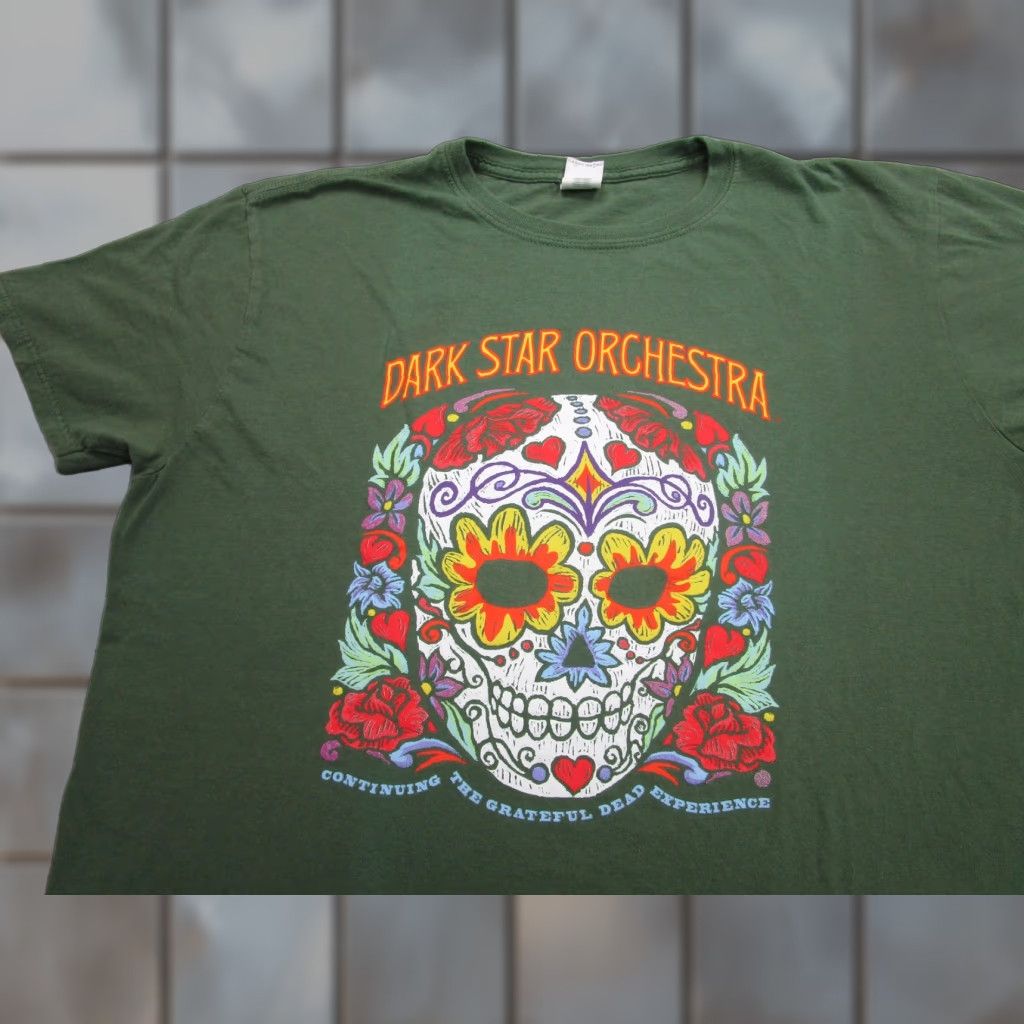 Gildan Gildan Dark Star Orchestra Shirt Mens XL Green Sugar Skull Grateful Dead Tee Size US XL / EU 56 / 4 - 1 Thumbnail