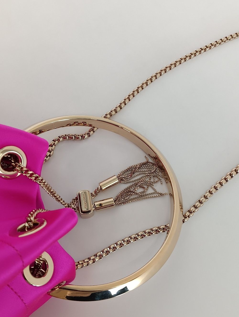 Jimmy Choo Jimmy Choo Bon Bon Small Fringed Satin Bucket Bag - Fuchsia Size ONE SIZE - 12 Thumbnail