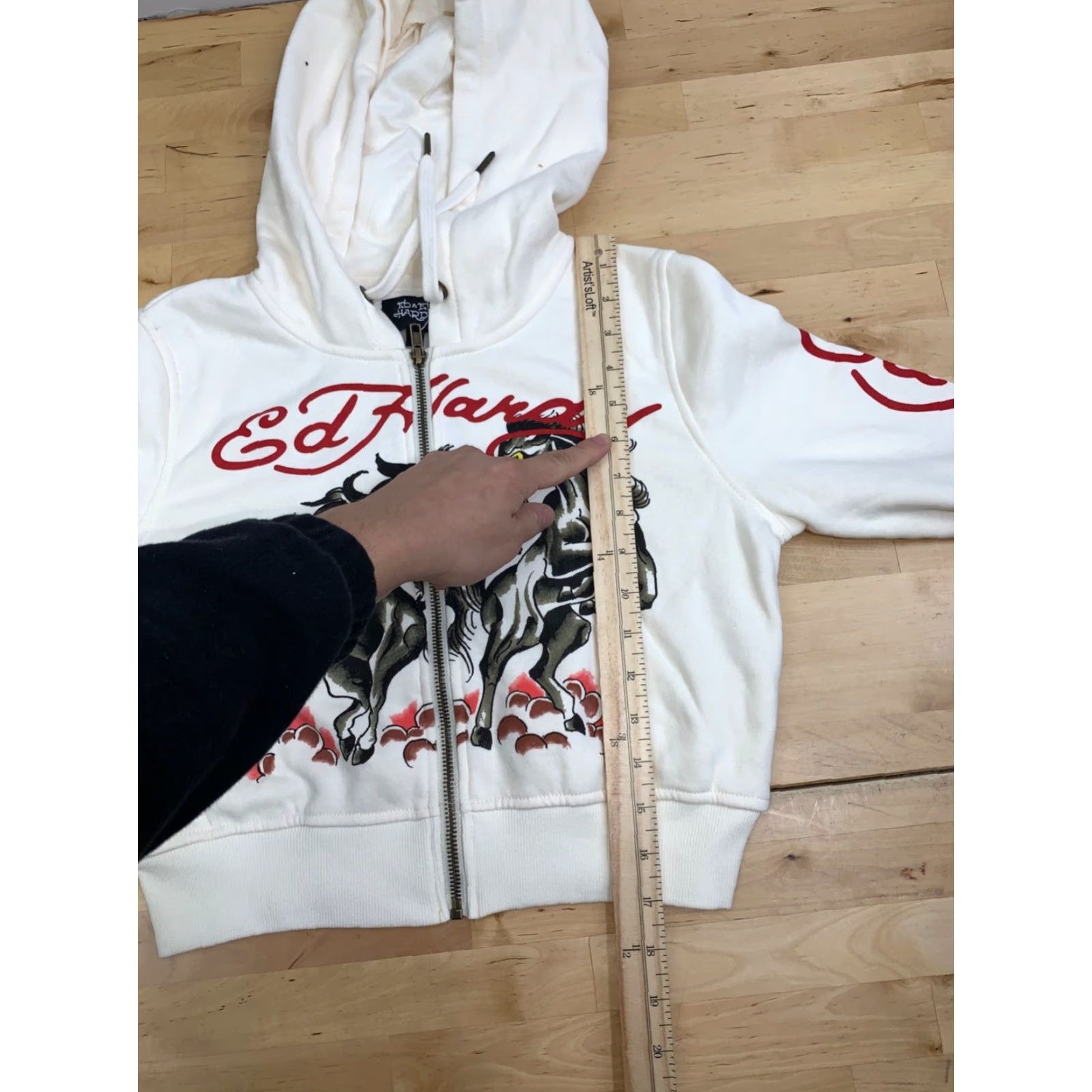 Ed Hardy Ed Hardy Hoodie Womens M Ivory Horse Crop NWT 12690 Size M / US 6-8 / IT 42-44 - 5 Thumbnail