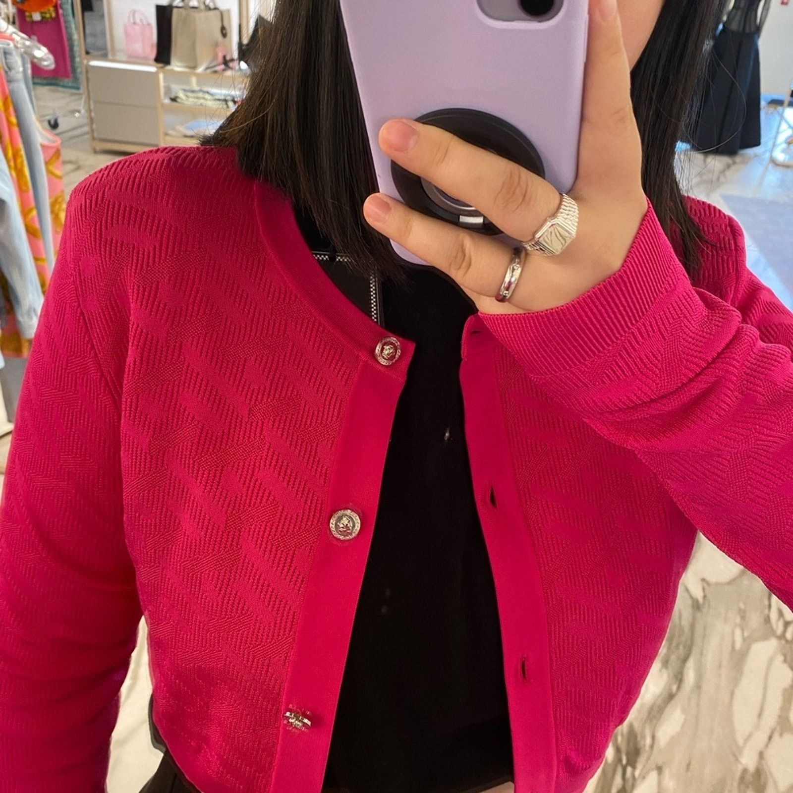 Versace Versace pink cardigan silver Medusa button(limited edition) Size M / US 6-8 / IT 42-44 - 2 Thumbnail