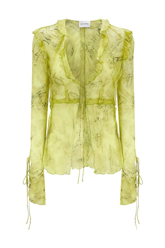 Designer Rat & Boa Cobra blouse Snake lime Size M / US 6-8 / IT 42-44 - 2 Thumbnail