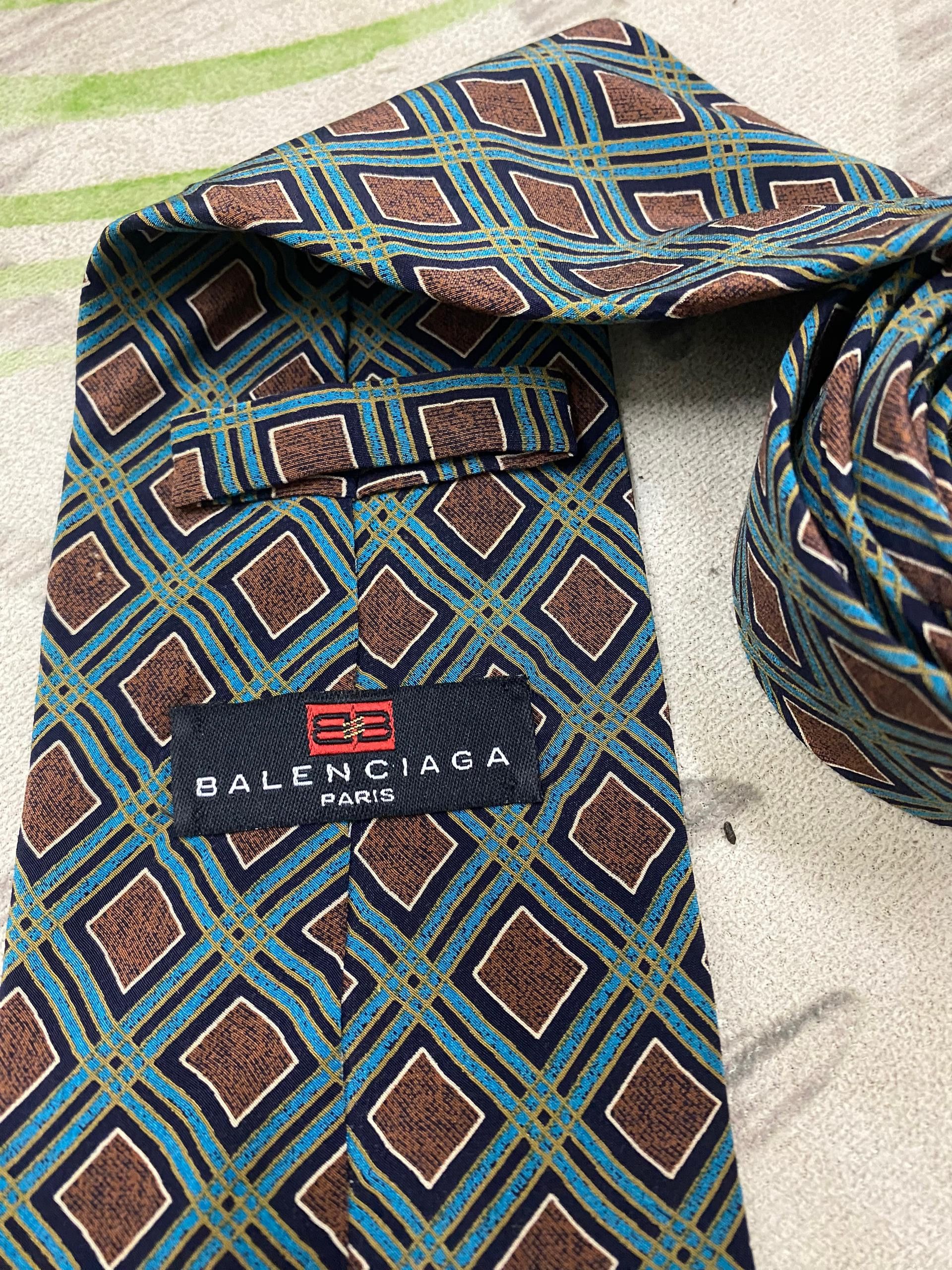 Balenciaga Balenciaga pure Silk Neck tie monogram design casual Size ONE SIZE - 6 Thumbnail