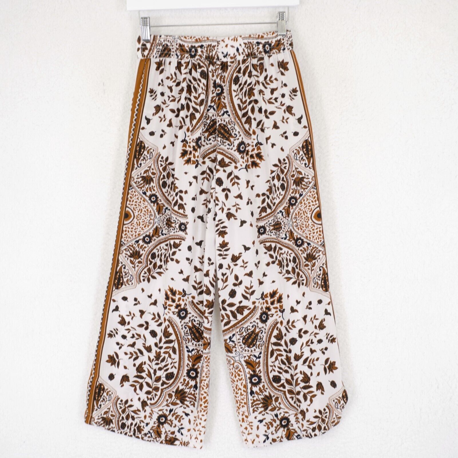 Elie Tahari Tahari White Brown Floral XS Wide Leg Pants Thin Lightweight Size 27" / US 4 / IT 40 - 2 Thumbnail