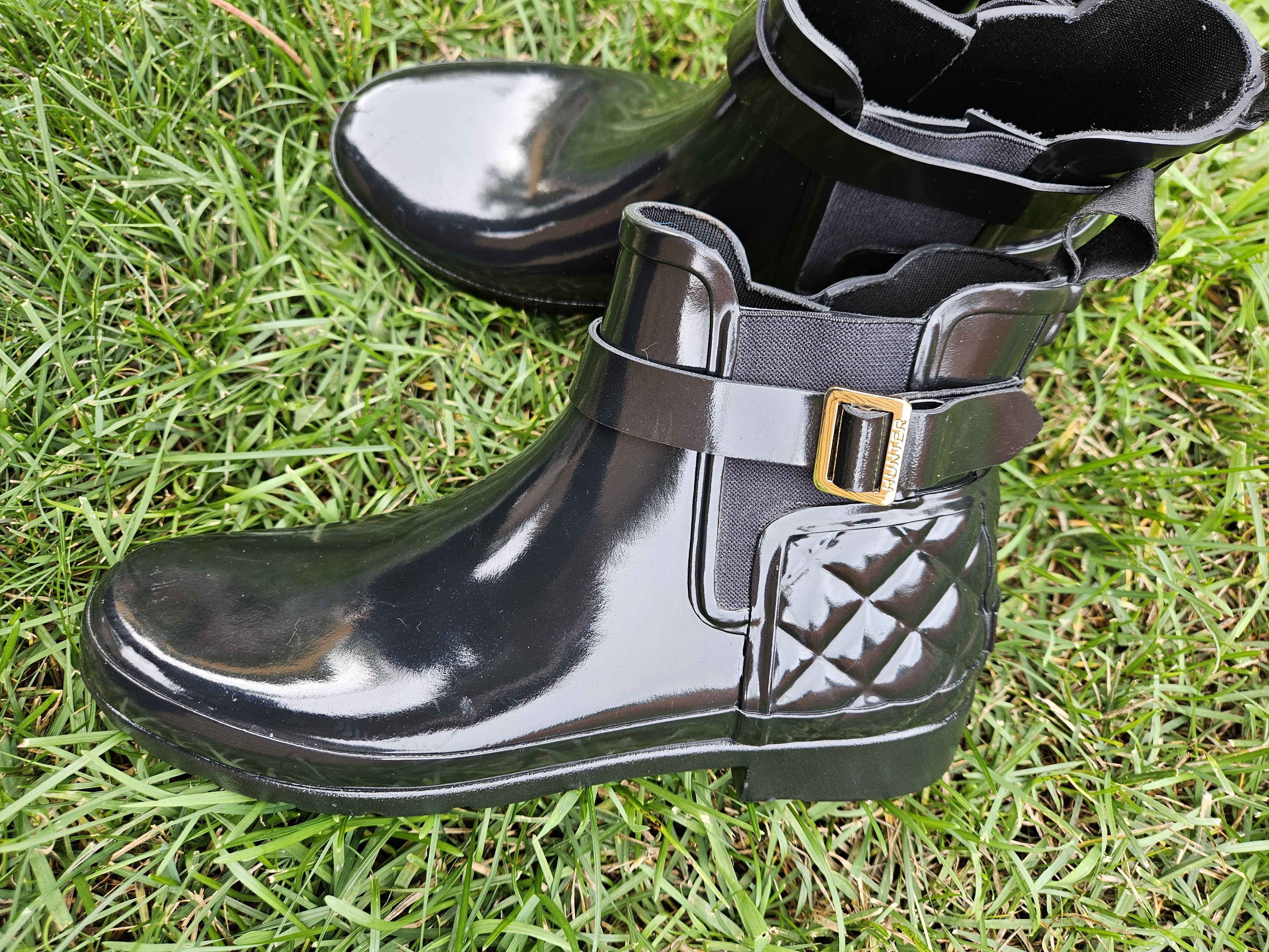 Hunter Hunter Black Refined Gloss Quilted Chelsea Rainboot Size US 9 / IT 39 - 6 Thumbnail