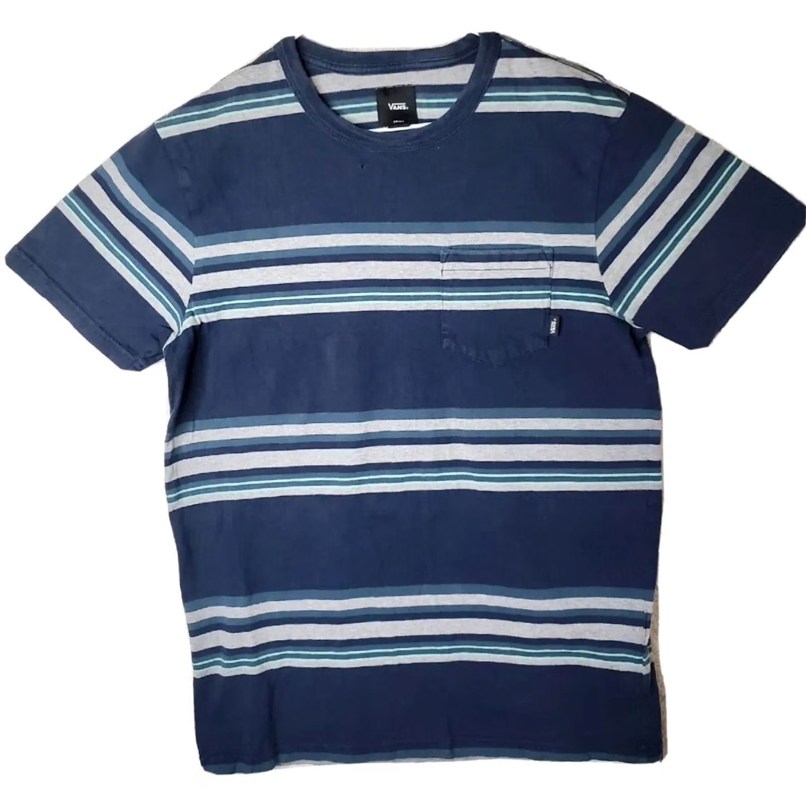 Vans VANS Off The Wall Men's S Pocketed Striped T-Shirt Short Sleeve Blue White Green Size US S / EU 44-46 / 1 - 2 Thumbnail