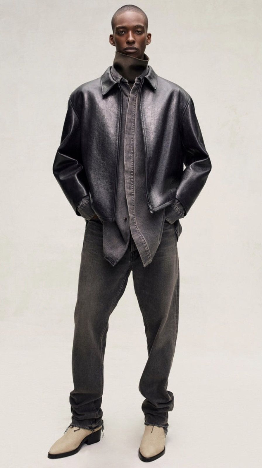 Fear of God Rider Oversized Distressed Leather Jacket Size US M / EU 48-50 / 2 - 5 Thumbnail