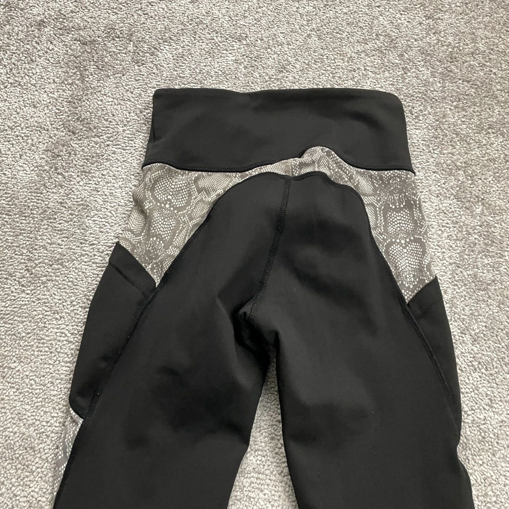 Vintage BSP Compression Leggings Womens Small Black Snake Mid Rise Active Gym Yoga 24x27 Size 28" / US 6 / IT 42 - 2 Thumbnail
