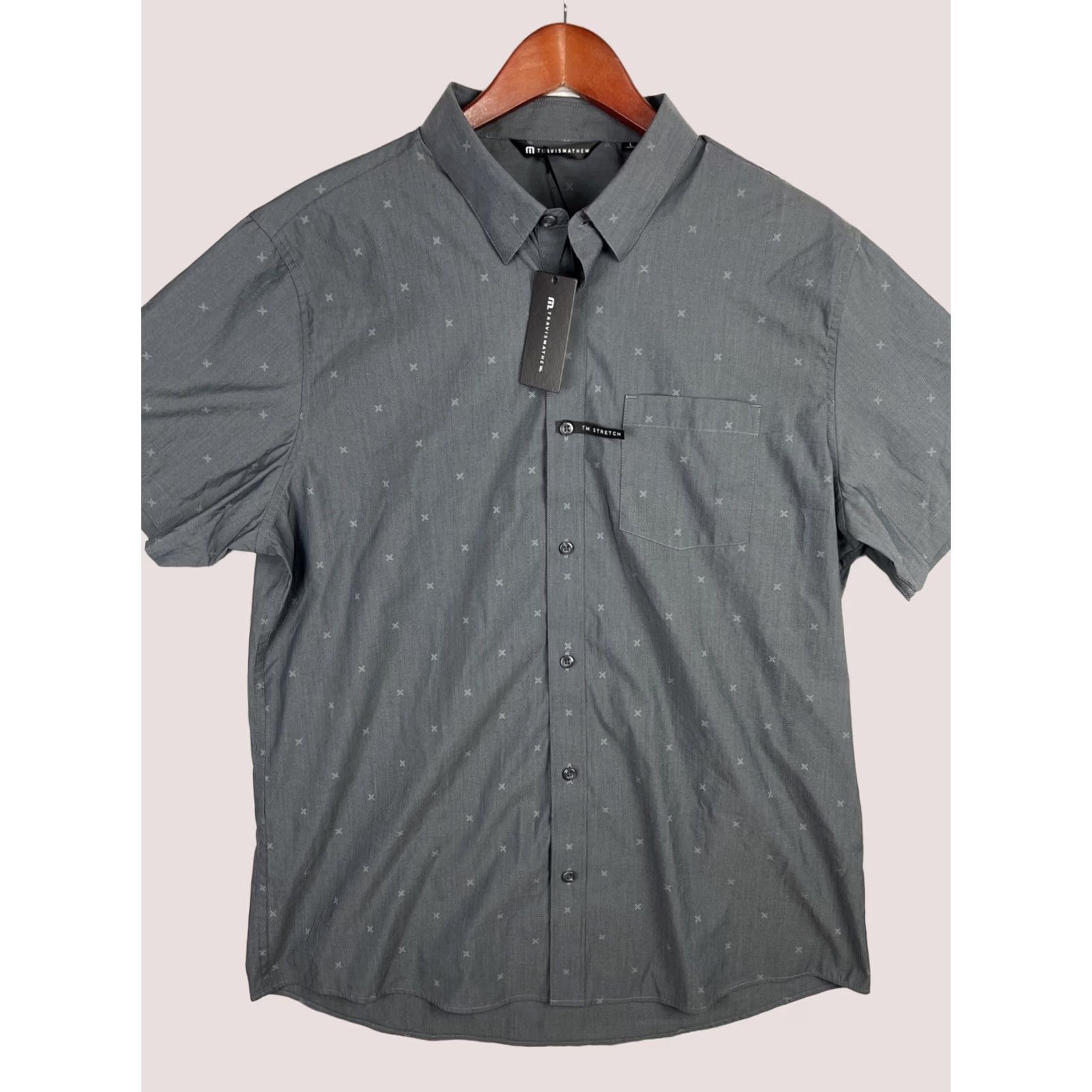 TravisMathew Travis Mathew Shirt Mens Large Black TM Stretch Button Up Short Sleeve Pocket Size US L / EU 52-54 / 3 - 1 Thumbnail