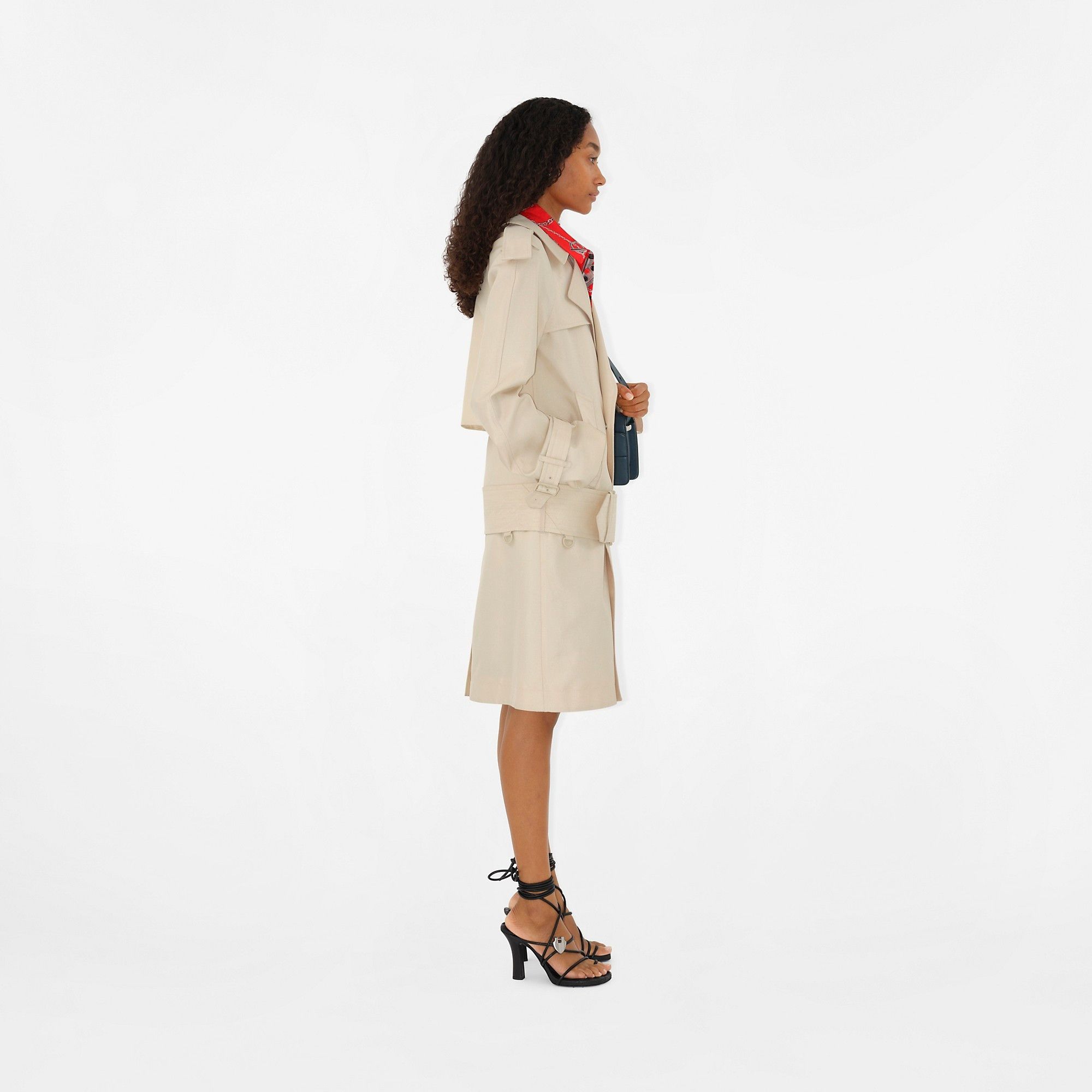Burberry o1w1db10326 Mid-Length Silk Blend Trench Coat in Beige Size M / US 6-8 / IT 42-44 - 3 Thumbnail
