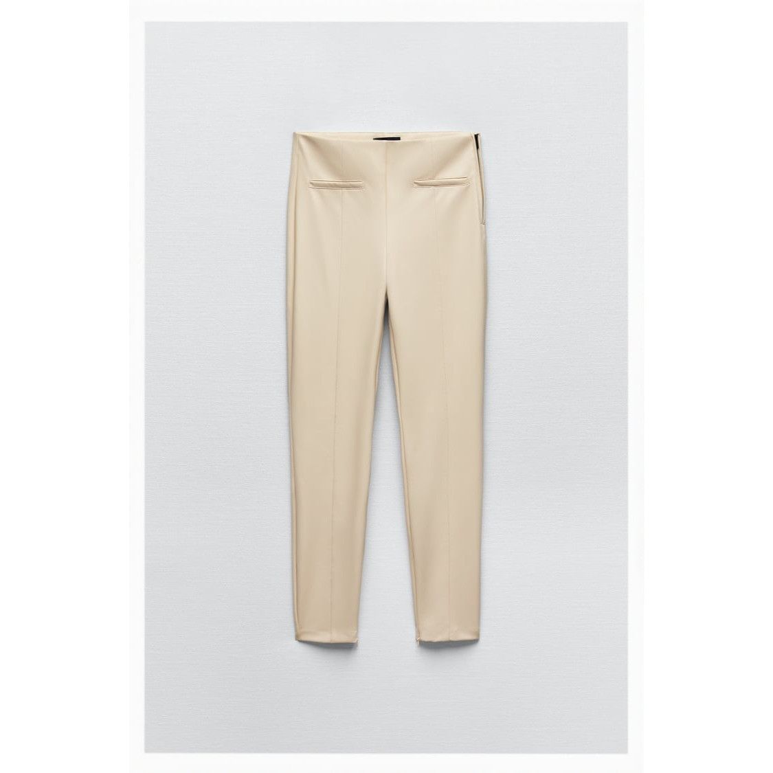 Zara Zara Cream Faux Leather Leggings Size 30" / US 8 / IT 44 - 7 Thumbnail