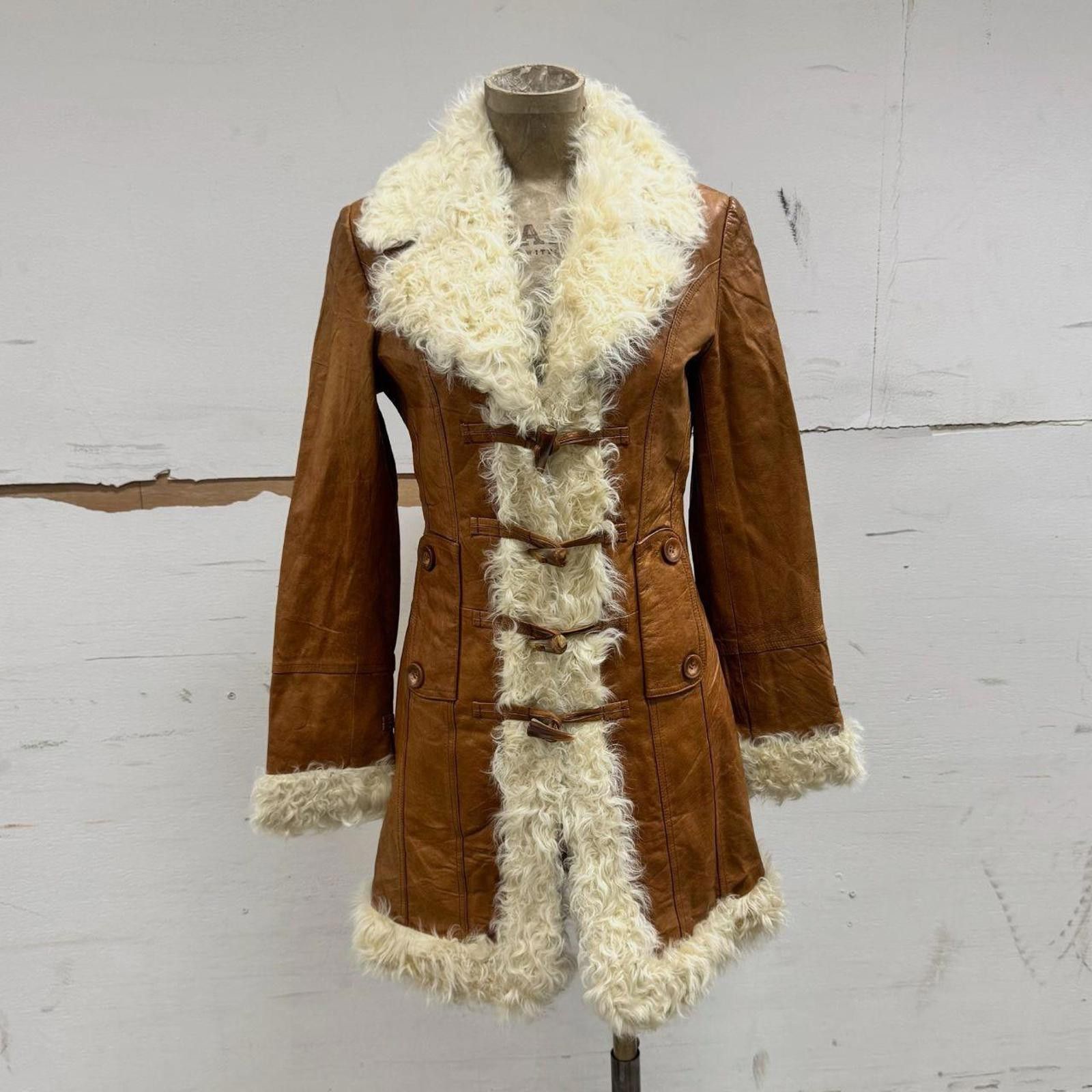 Vintage Y2K Penny Lane Afghan Leather & Shearling Coat