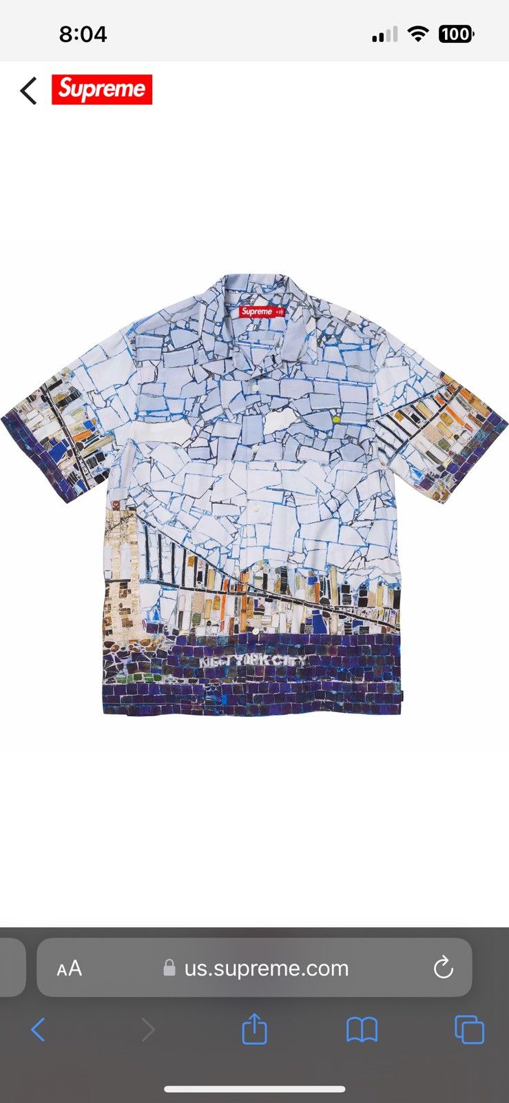 image of Supreme Mosaic S/s ‘24 Shirt Multicolor Size Small, Men's