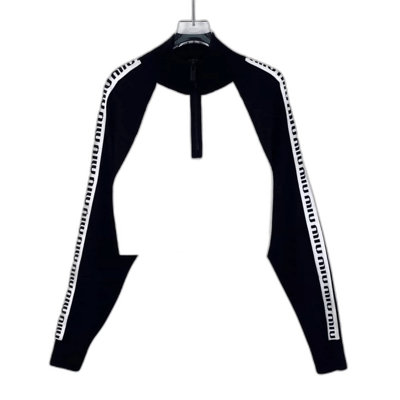 Prada MiuMiu Colorblock Logo Half-Zip Long Sleeve Knit Size US M / EU 48-50 / 2 - 1 Thumbnail