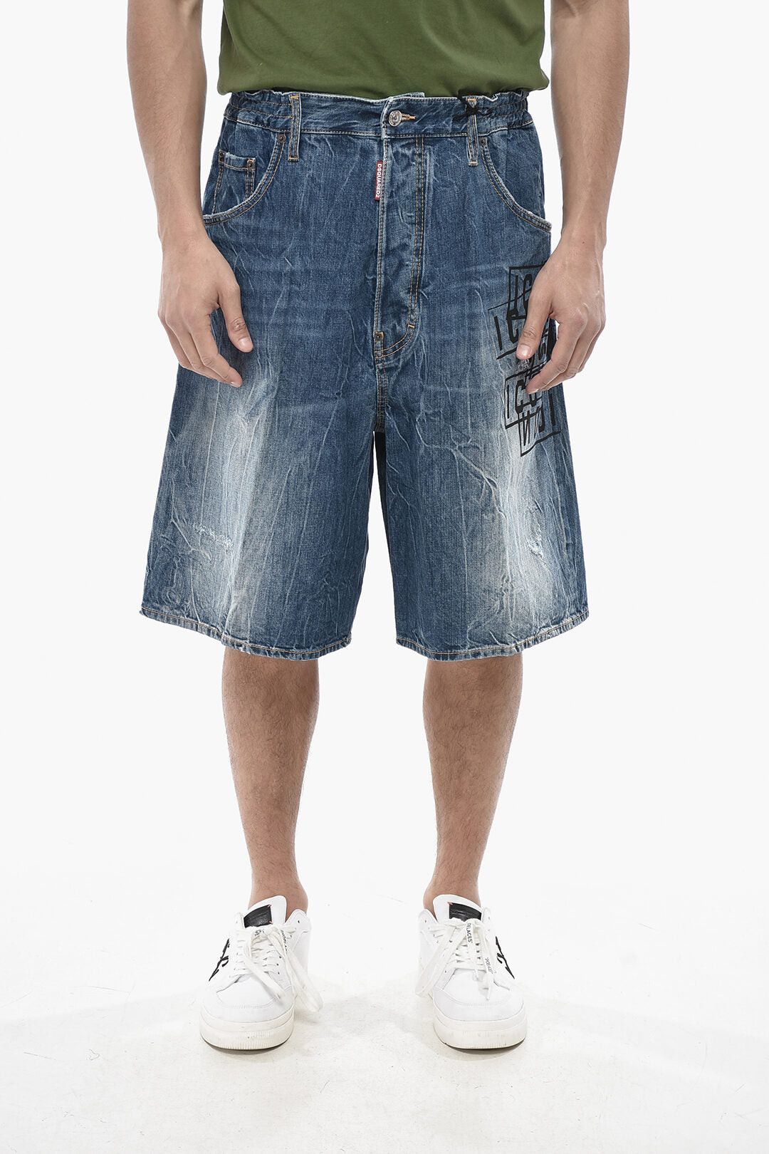 Dsquared2 5-Pocket Denim Shorts with Logo Button Size US 33 - 1 Thumbnail